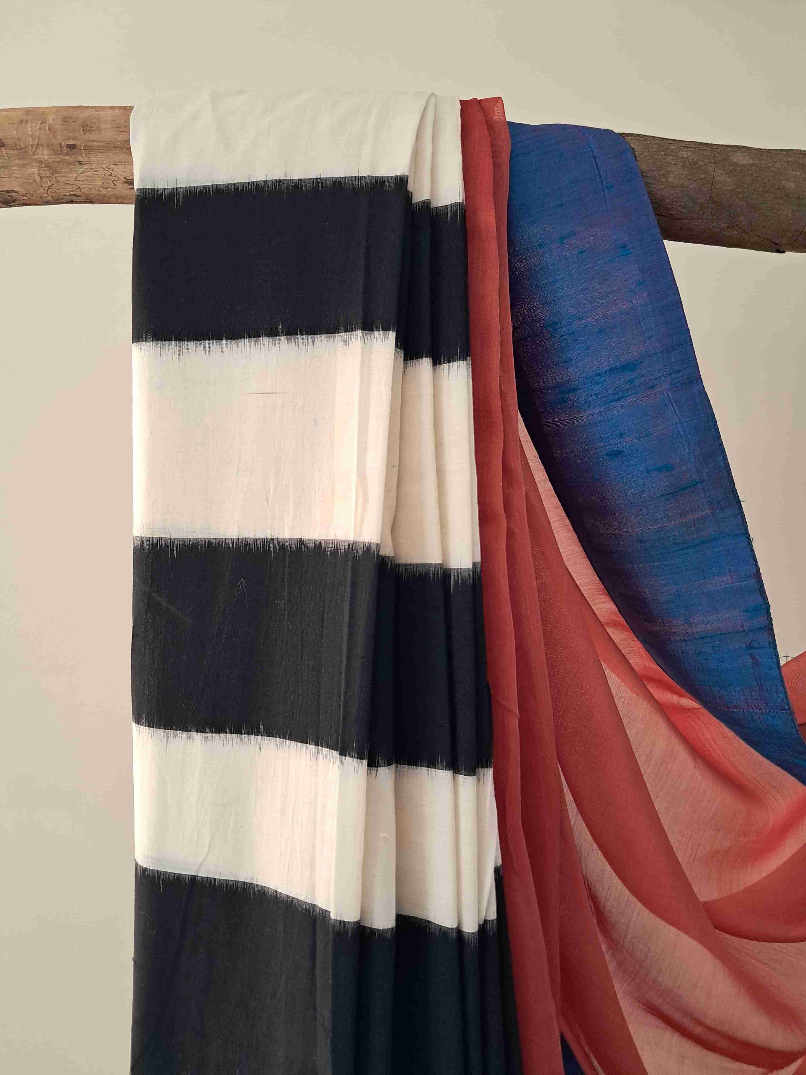 Ikat Cotton And Chanderi Silk Saree