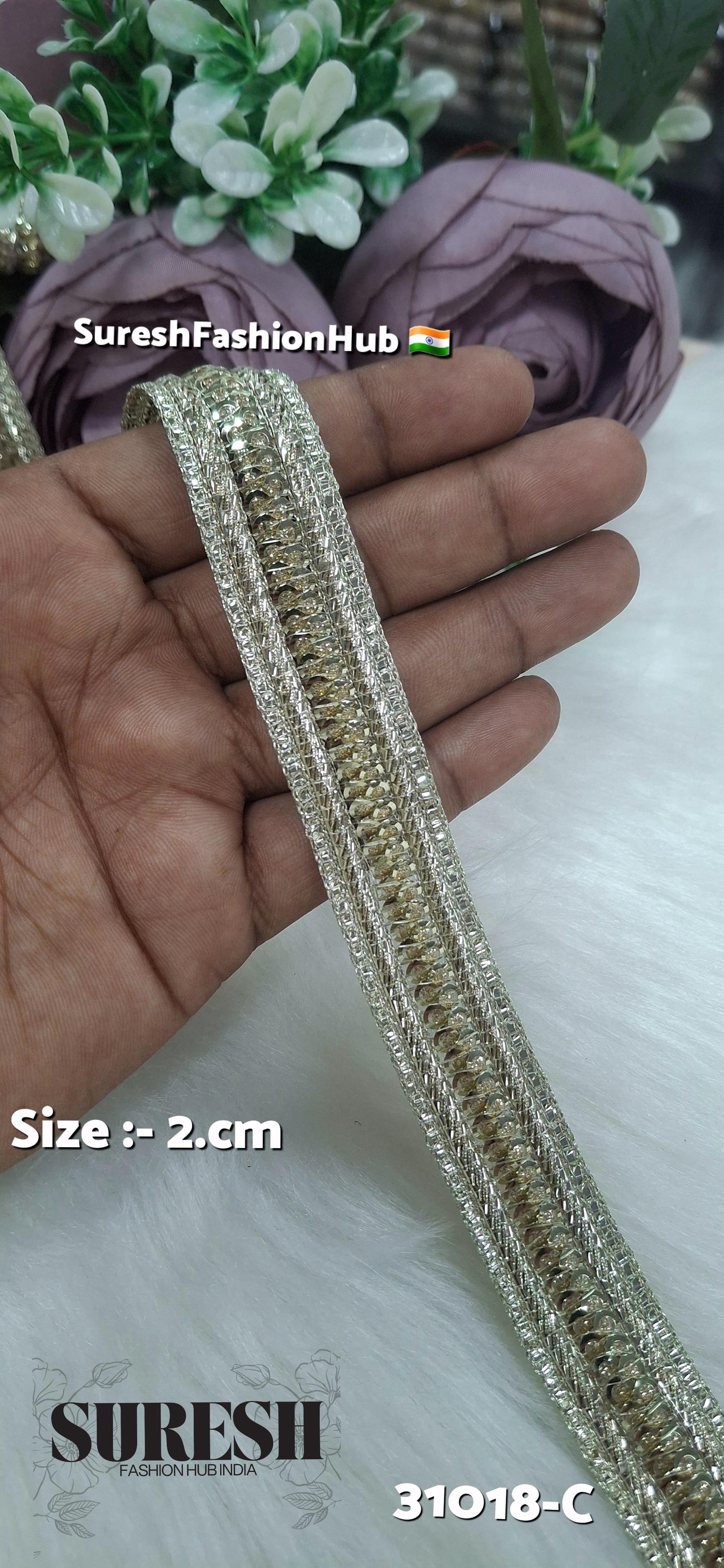 Light Gold Center Border Jhalar Lace