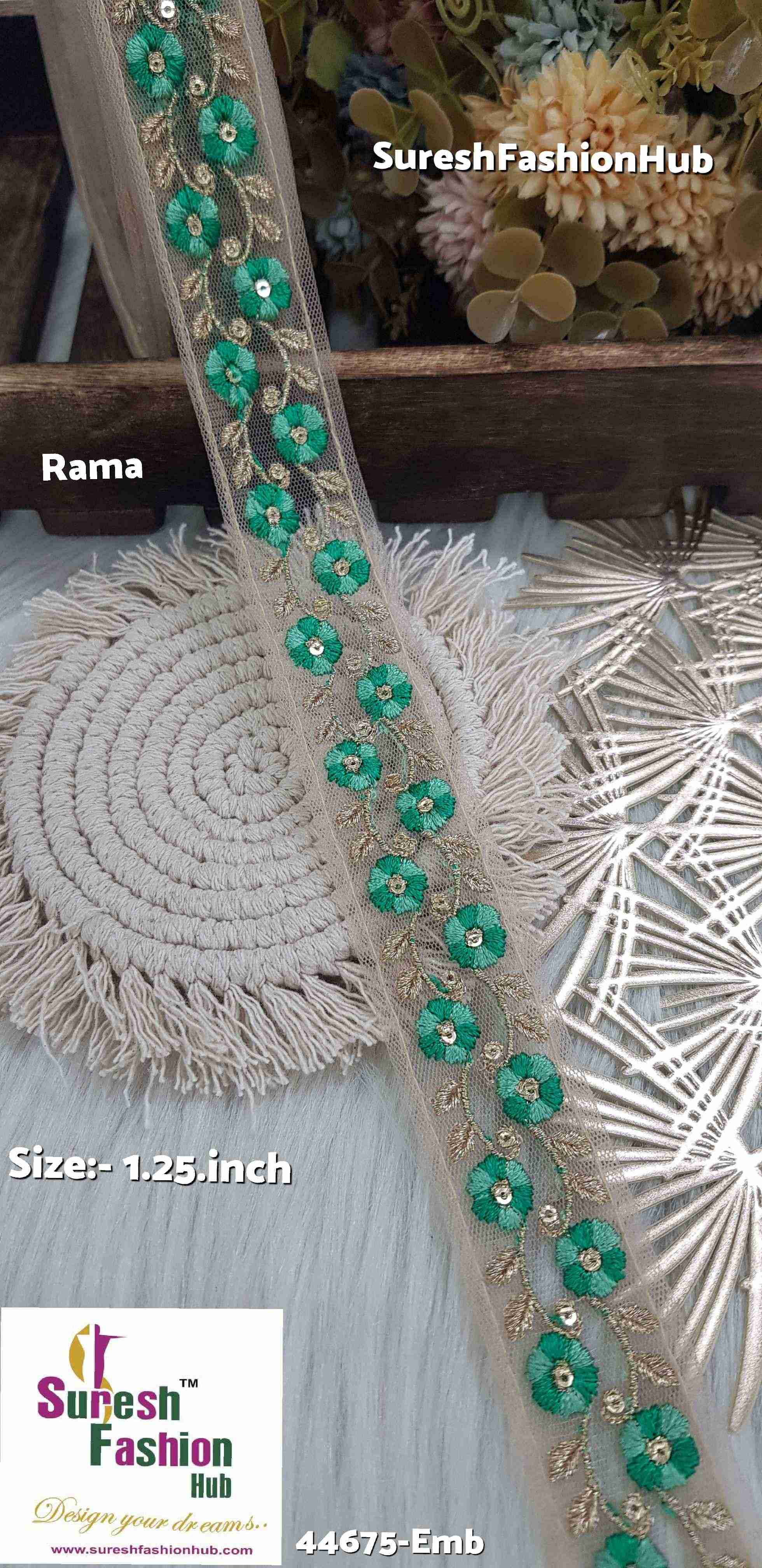 Dual Tone Rama Embroidered Net Lace