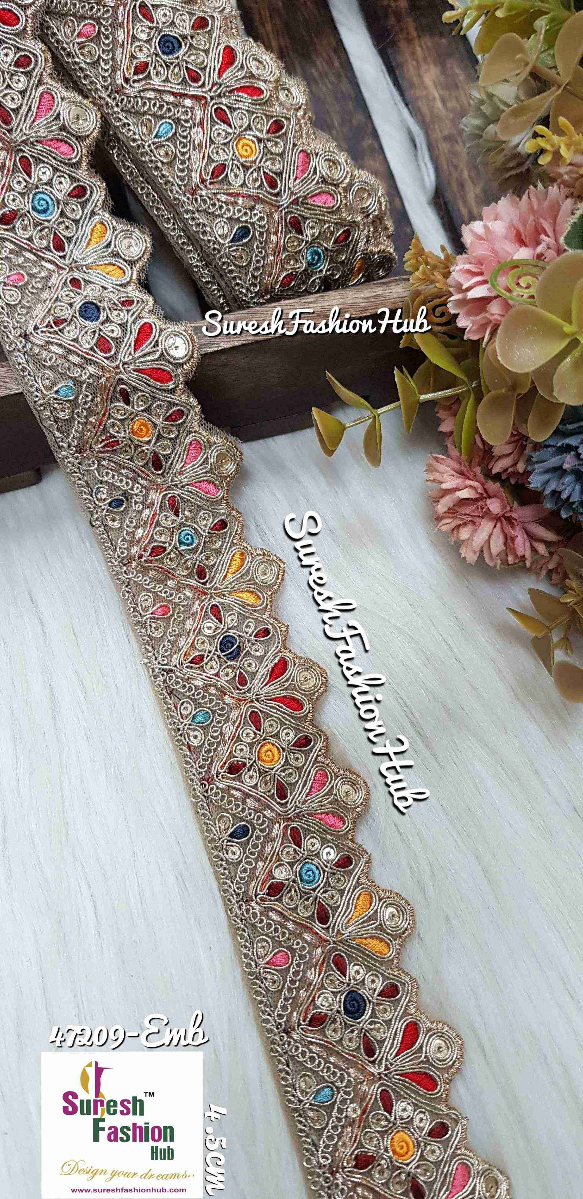 Sabyasachi-Inspired Floral Cutwork Embroidery Lace - No2