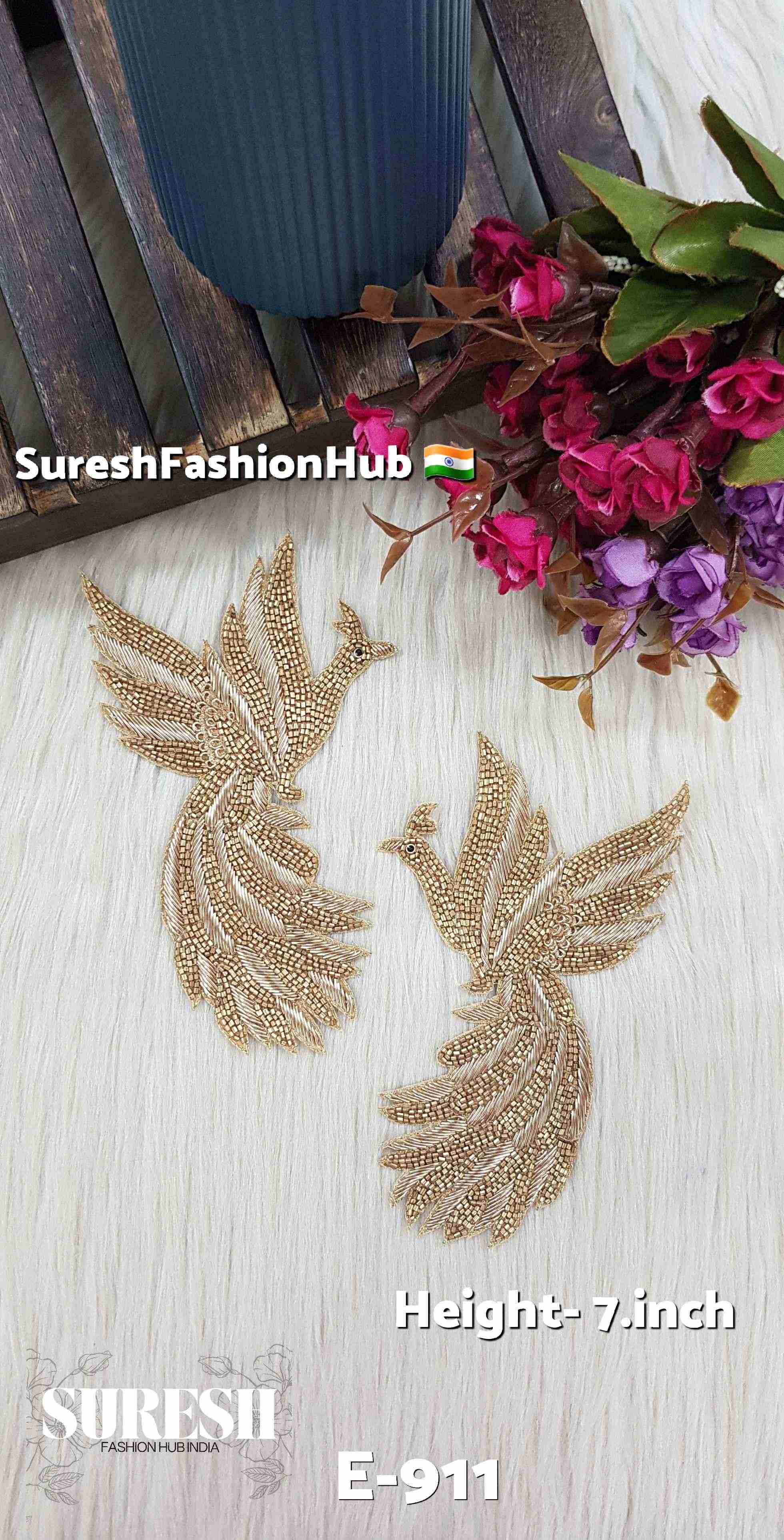Matt Gold Left Facing Flying Peacock Patch – E-911