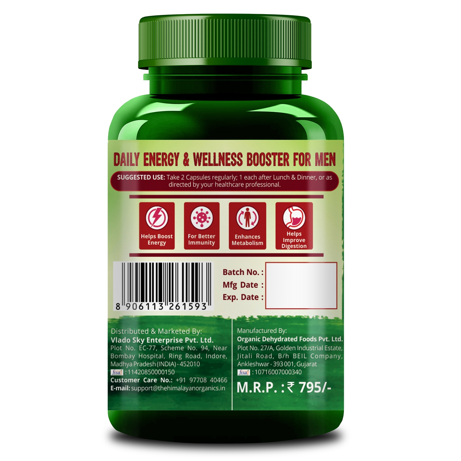 Himalayan Organics | Himalayan Organics Whole Food Multivitamin for Men || With Natural Vitamins, Minerals, Extracts || Best for Energy, Brain, Heart Health & Eye Health || 60 Veg Capsules 2