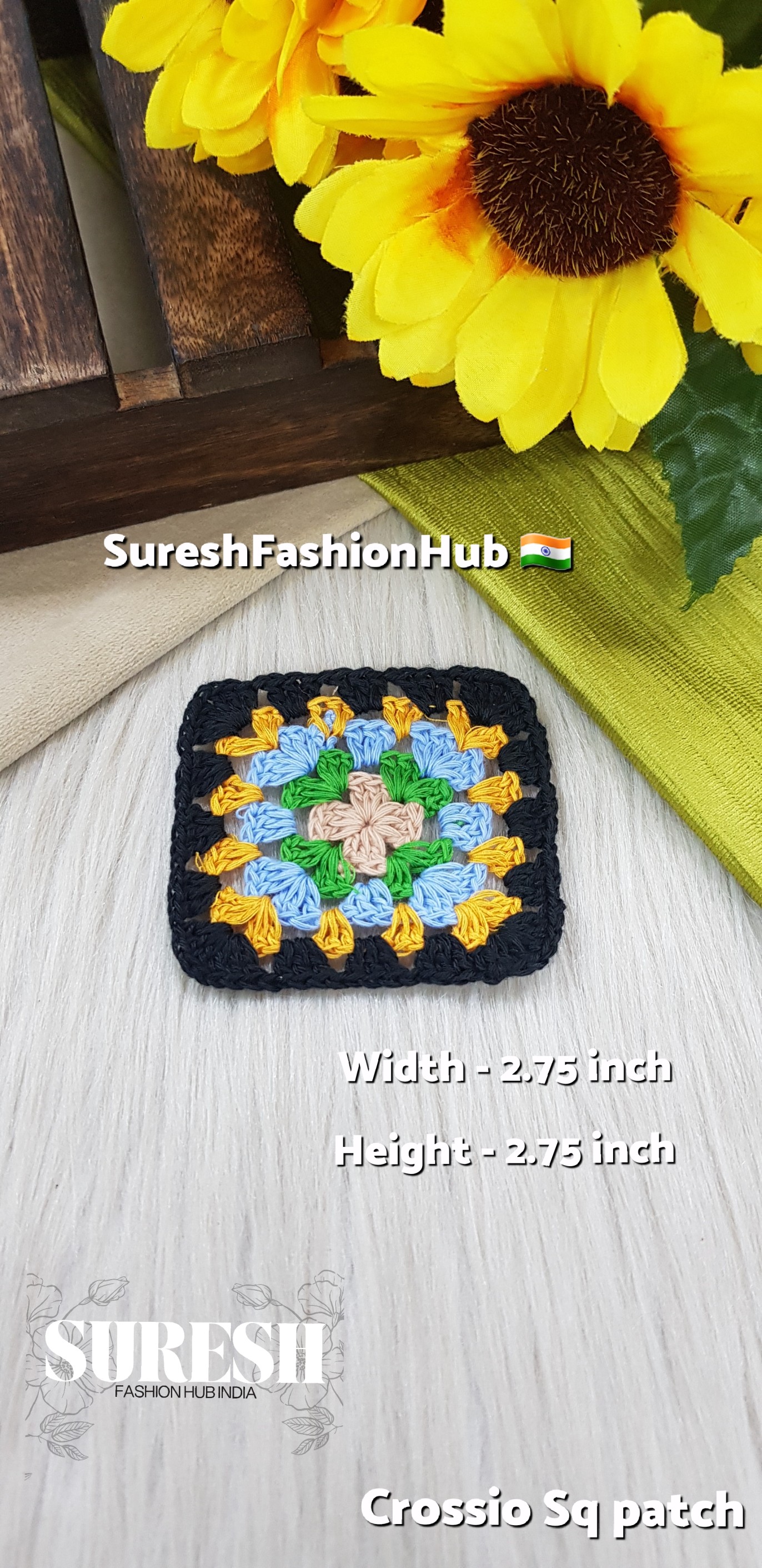 Cr-1 Handmade Crosio Square Patch (Black)