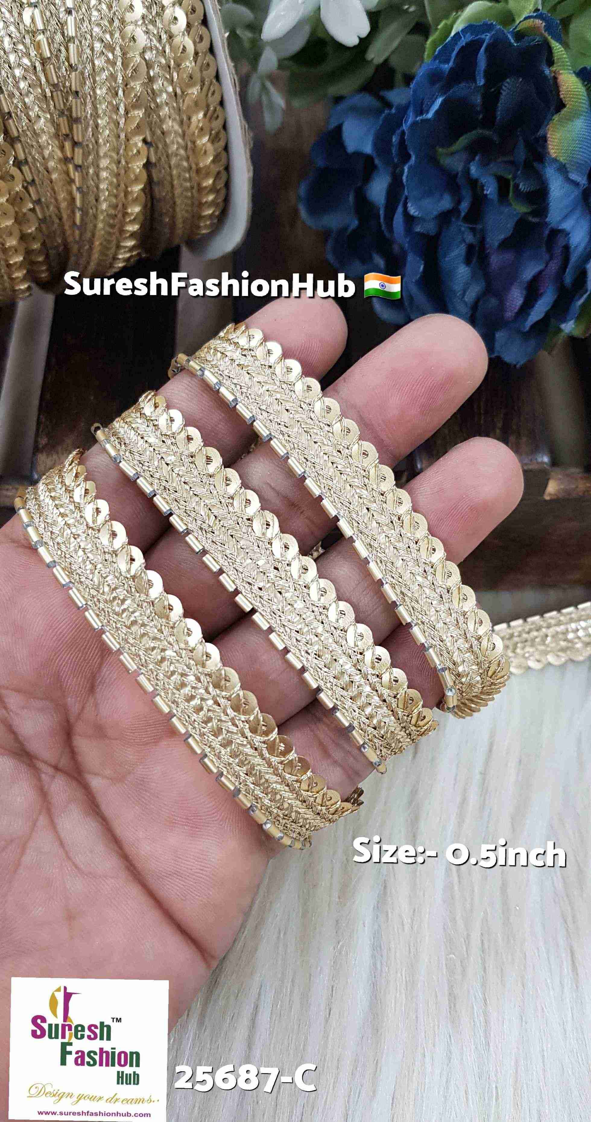  Sequins & Kaddhana Pearl Border Lace