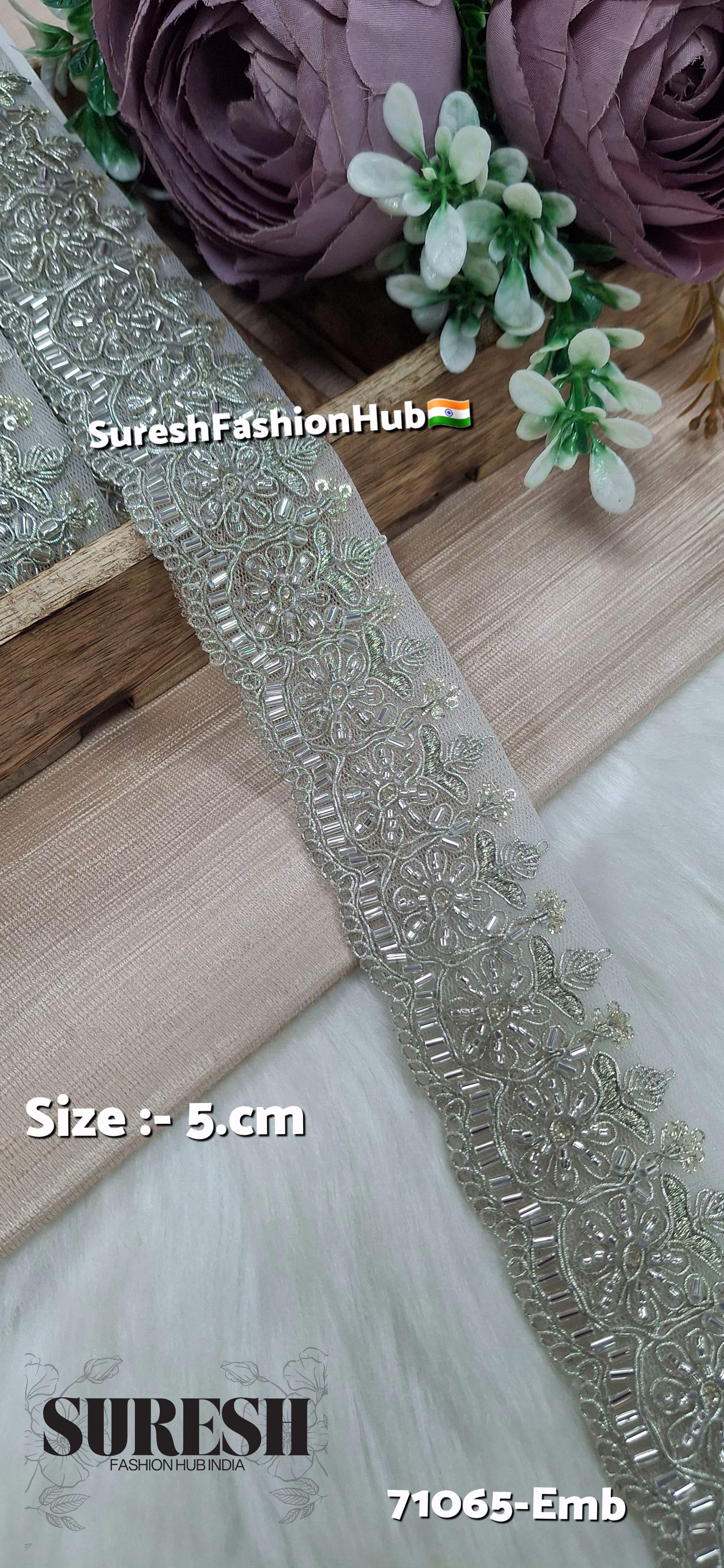 Water Silver Elegant Floral Cutwork Lace