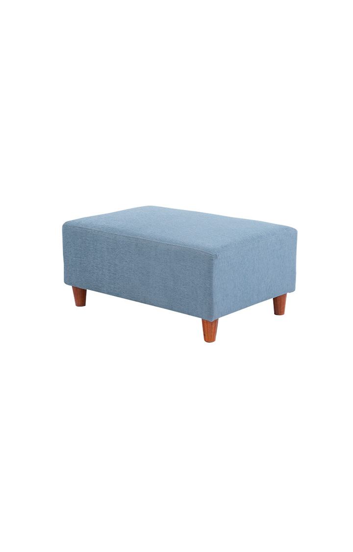 neudot Hailey Fabric Ottoman | Entry Way Stool | Wooden Legs | Blue Colour