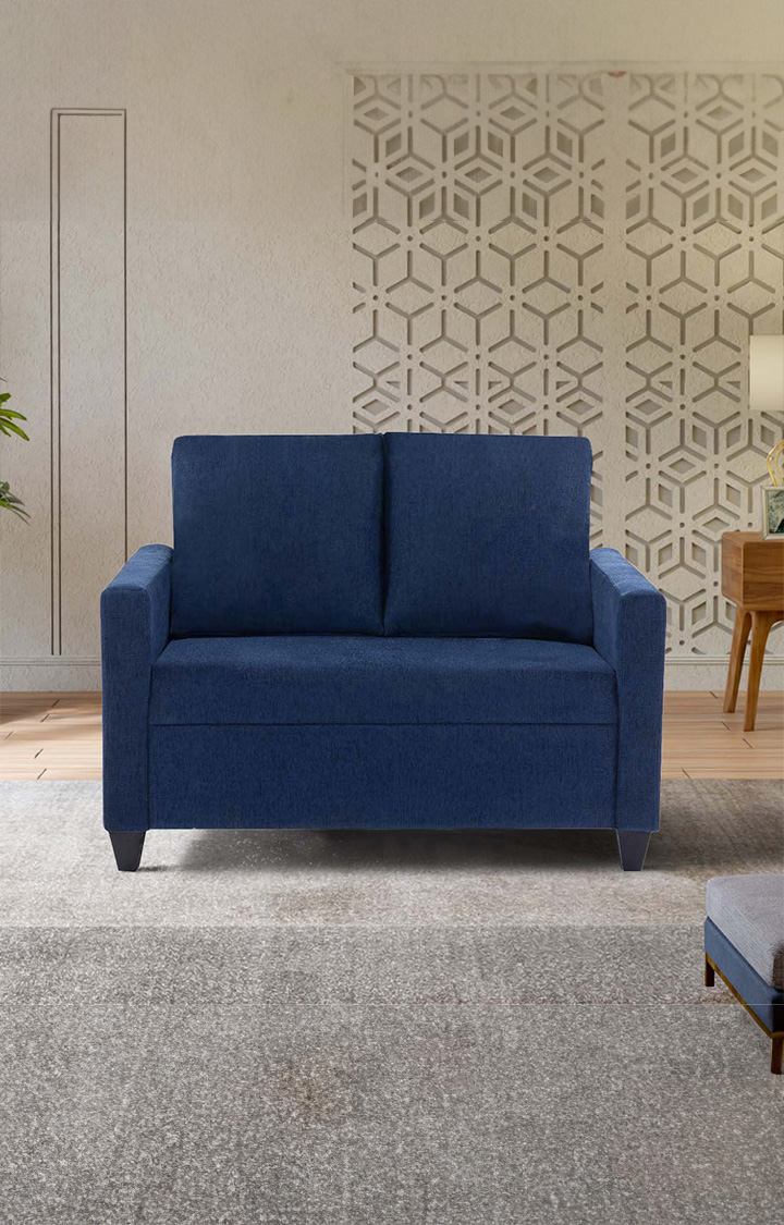 neudot Saya Sofa for Living Room |2 Persons Sofa|Premium Fabric with Cushioned Armrest | Solid Wood Frame|2 Seater in Saya Blue Color