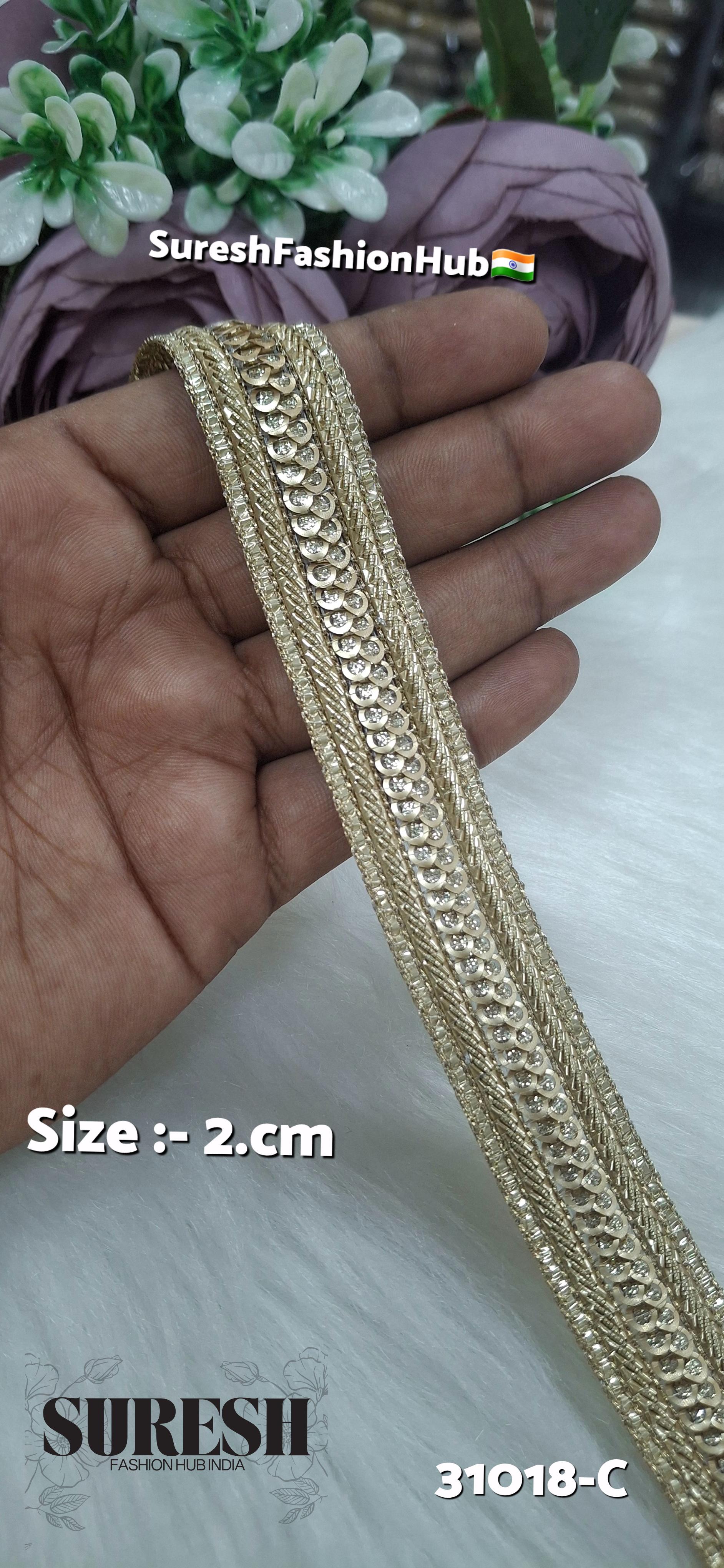 Pearl Center Border Jhalar Lace