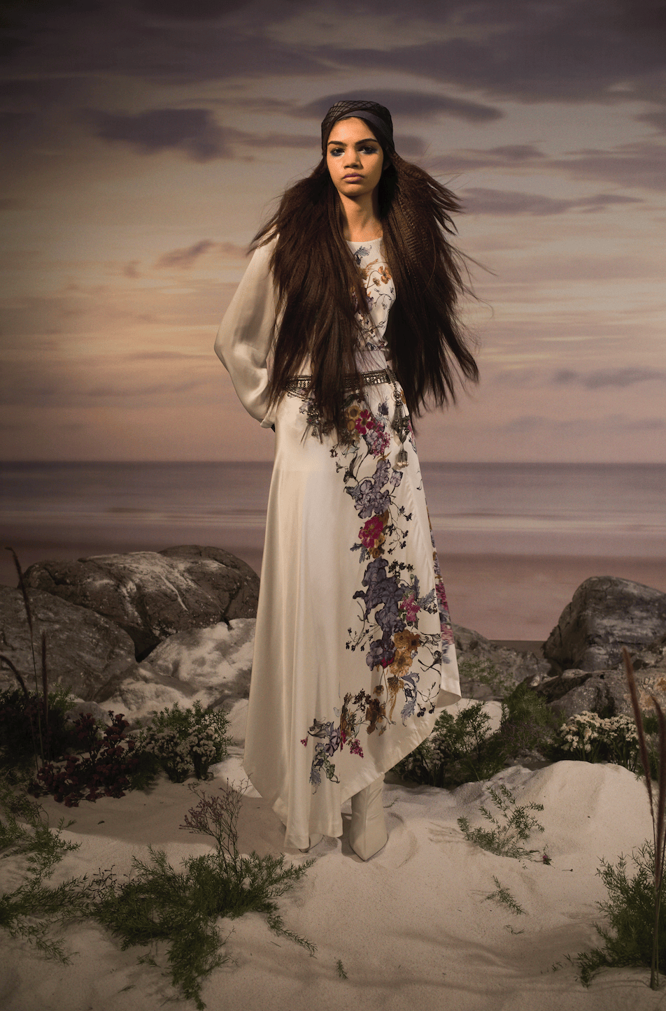 PRINTED SHORT KURTA WITH DRAPED SKIRT