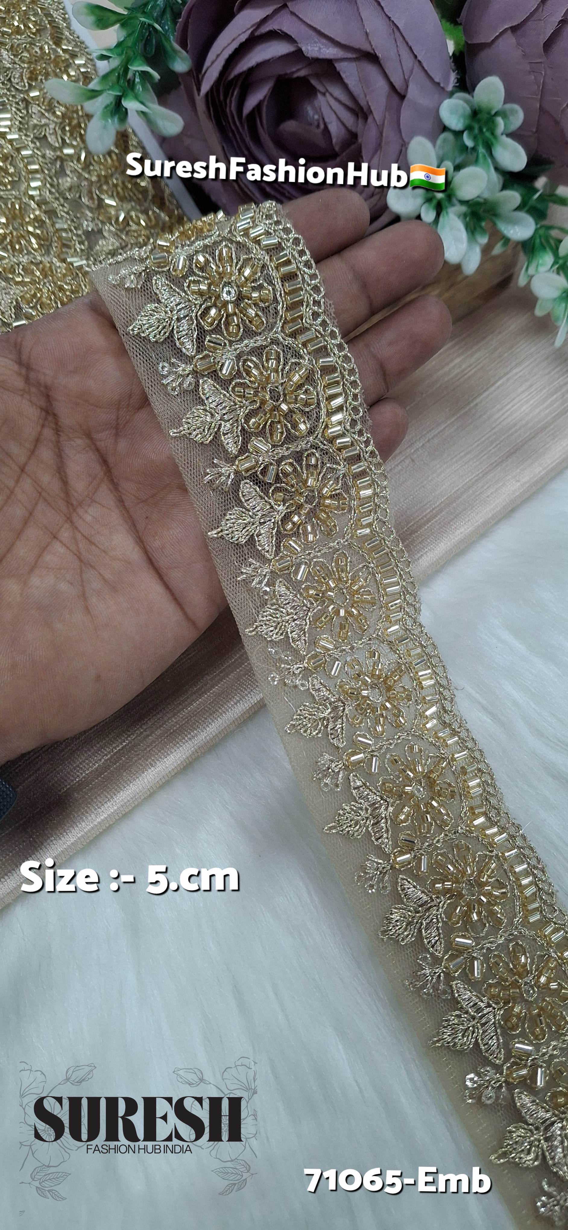 Pearl Opulent Scalloped Embroidery Lace