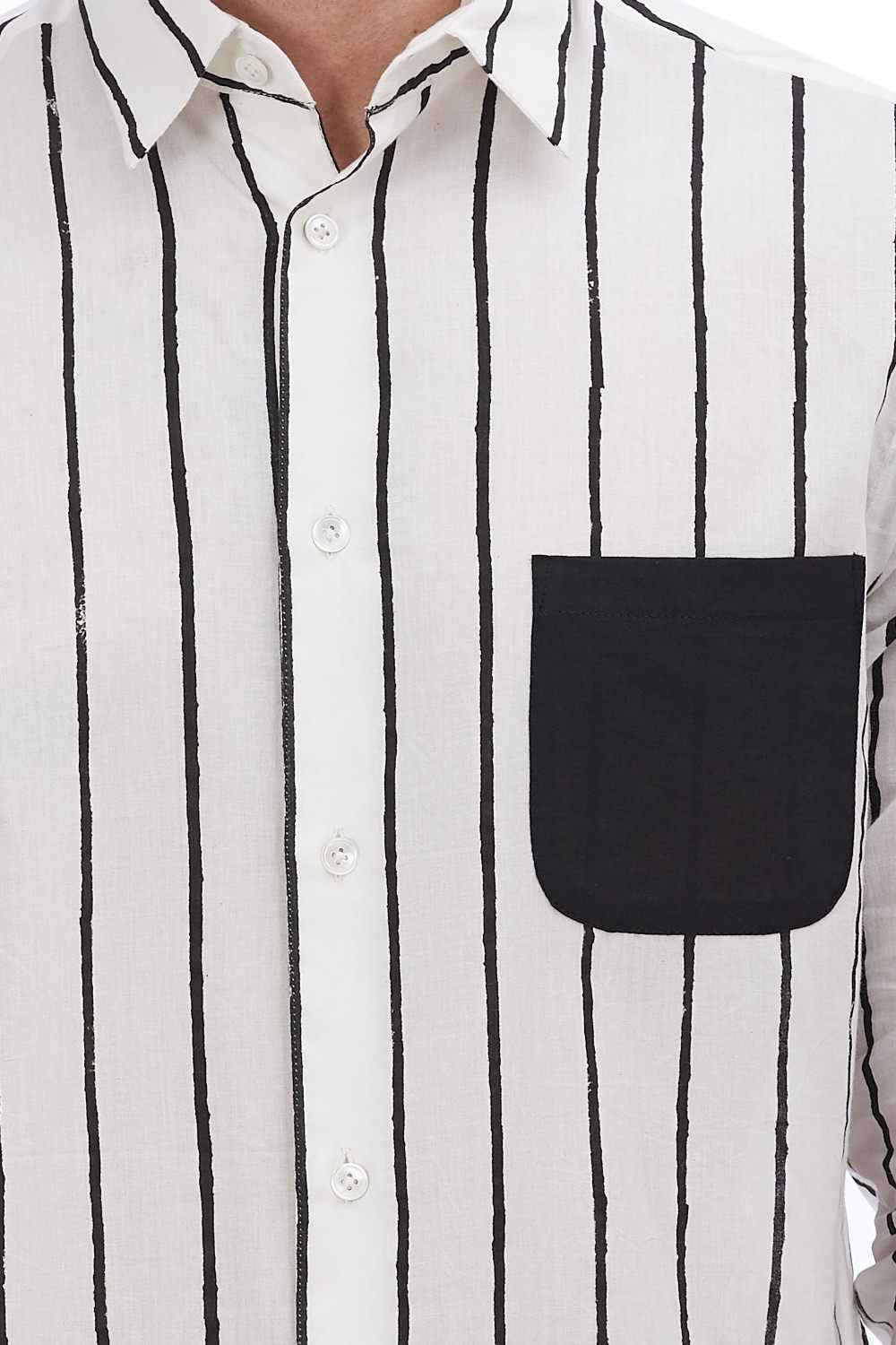Hand Block Print Stripe Cotton Shirt