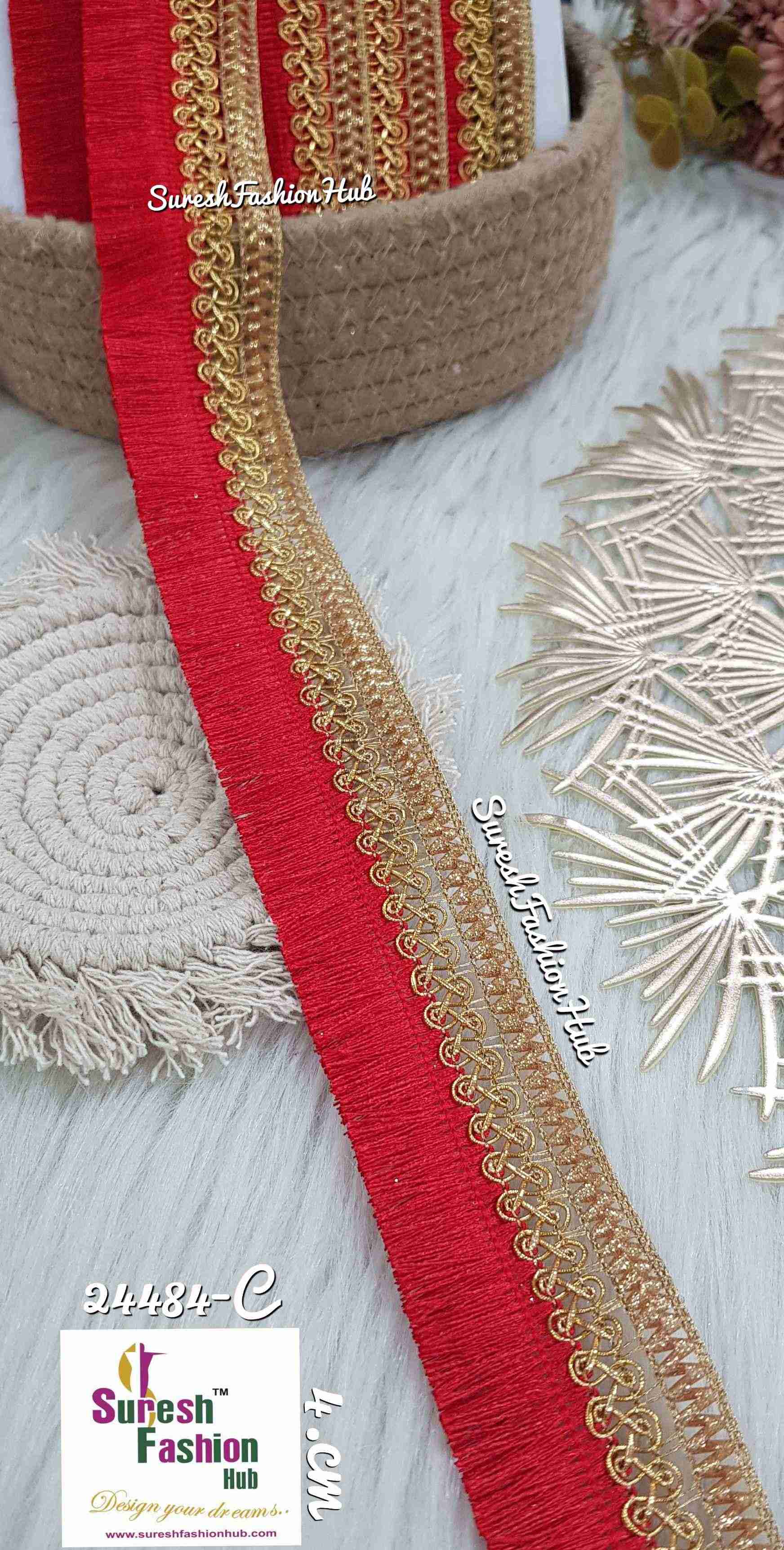 Shimmer Red Thread Tassel Lace