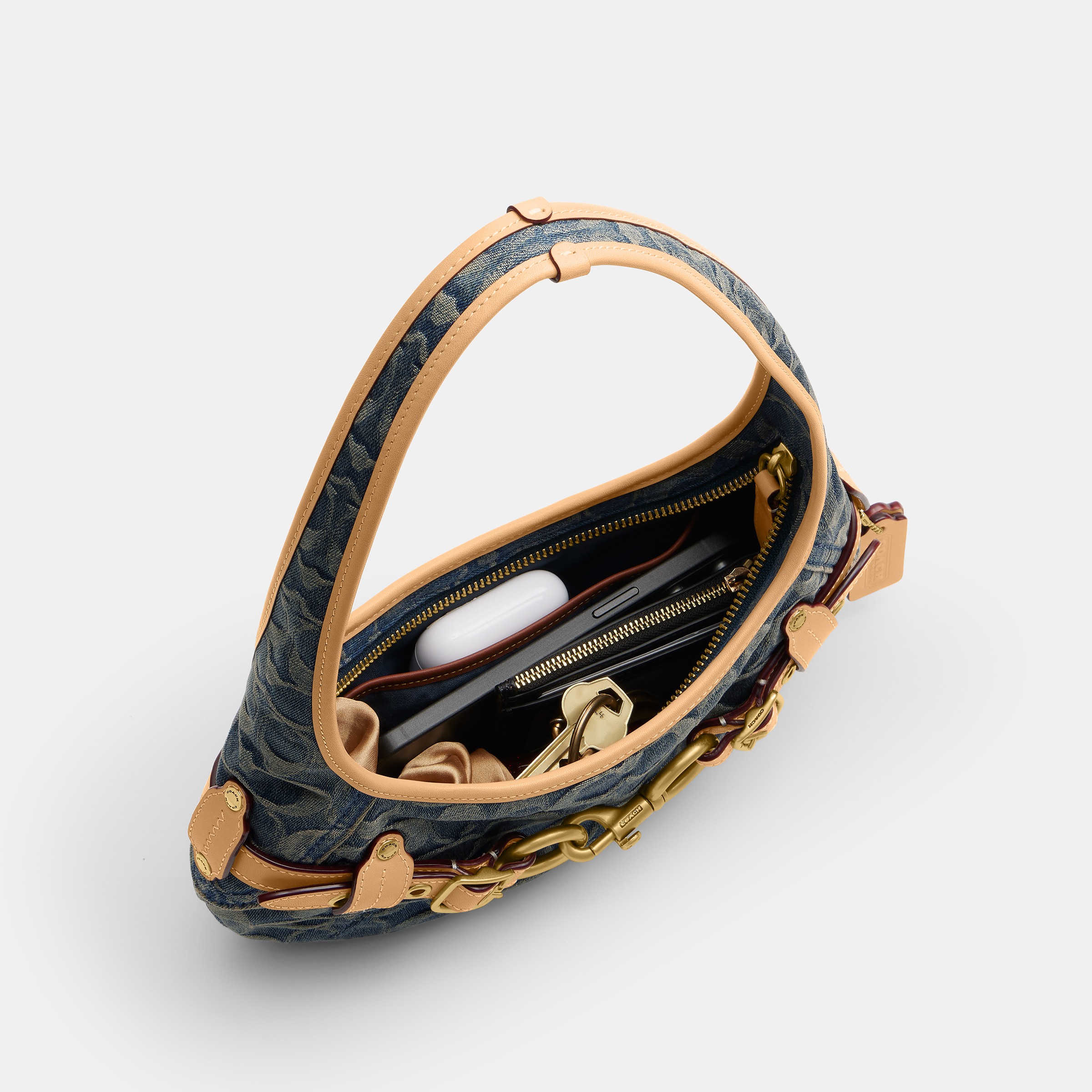 Belted Ergo Shoulder Bag 26 In Signature Regenerative Cotton Denim