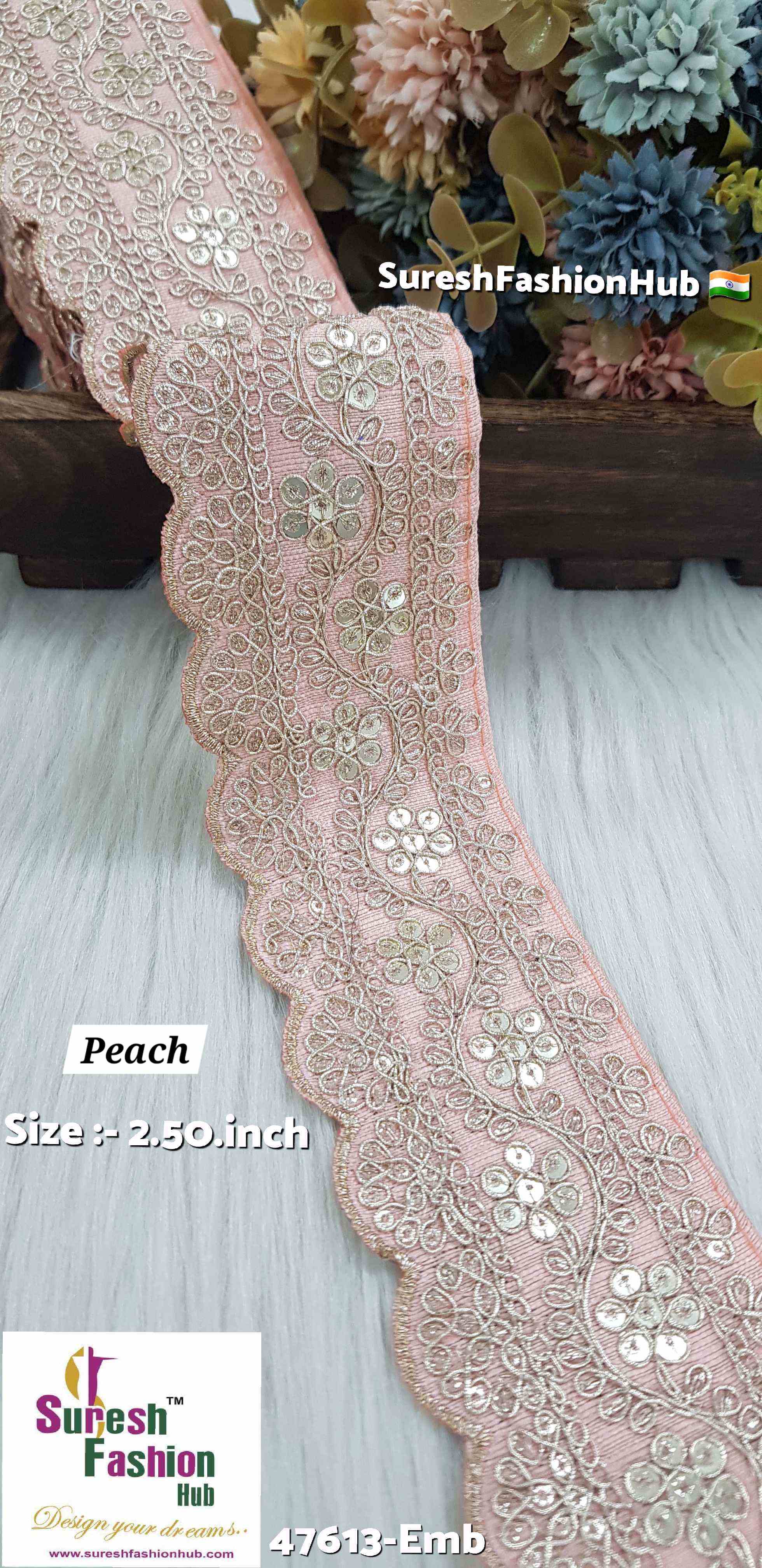 Floral Peach Fabric Based Embroidery