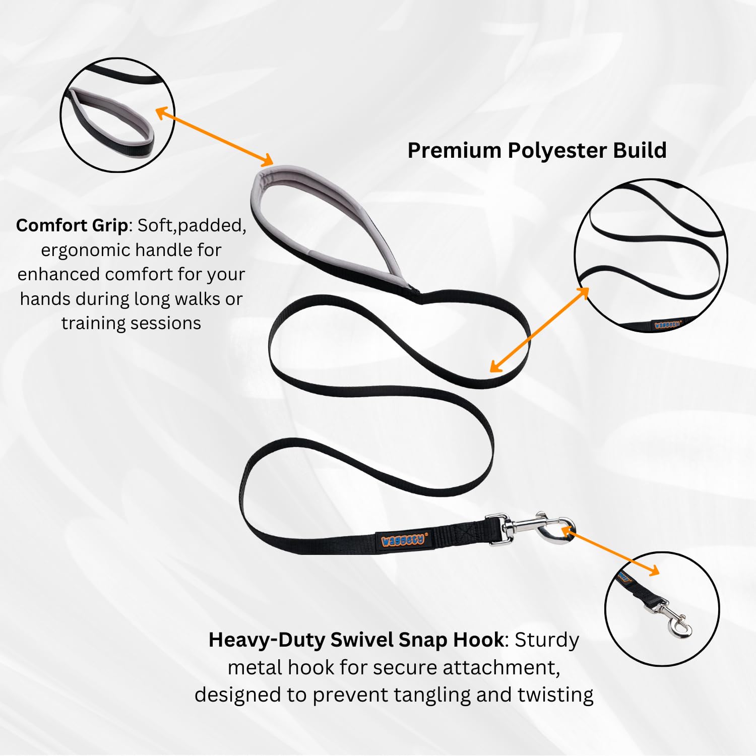 Waggety Dog Leash, Black