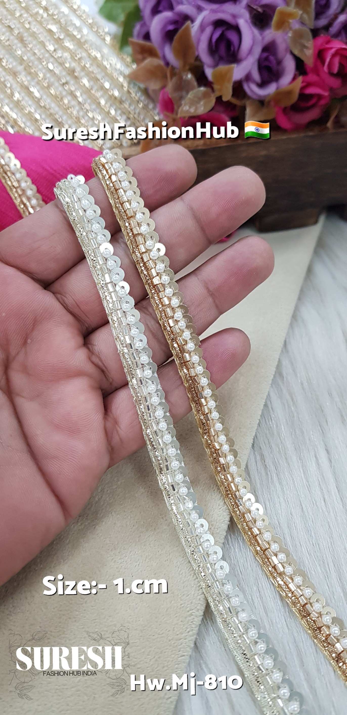 Water Handmade Nakshi & Pearl Embroidery Lace 