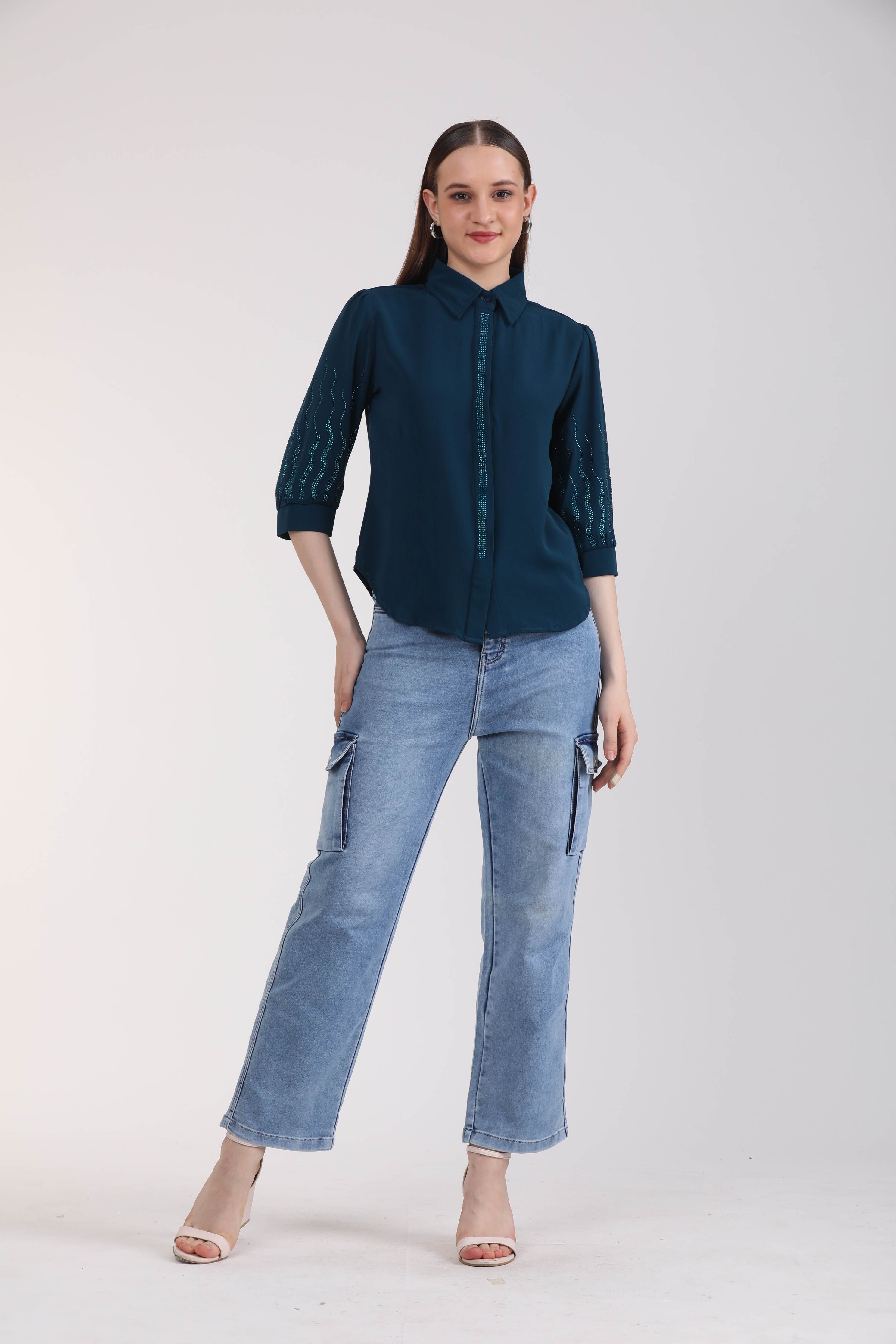 Albion Women D.Blue Blouson Top