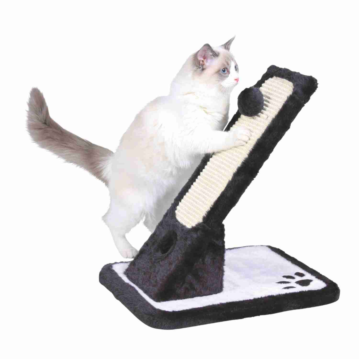 Trixie Scratching Mat Plush/Sisal Rug for Cats (42 cm, Black/Cream)