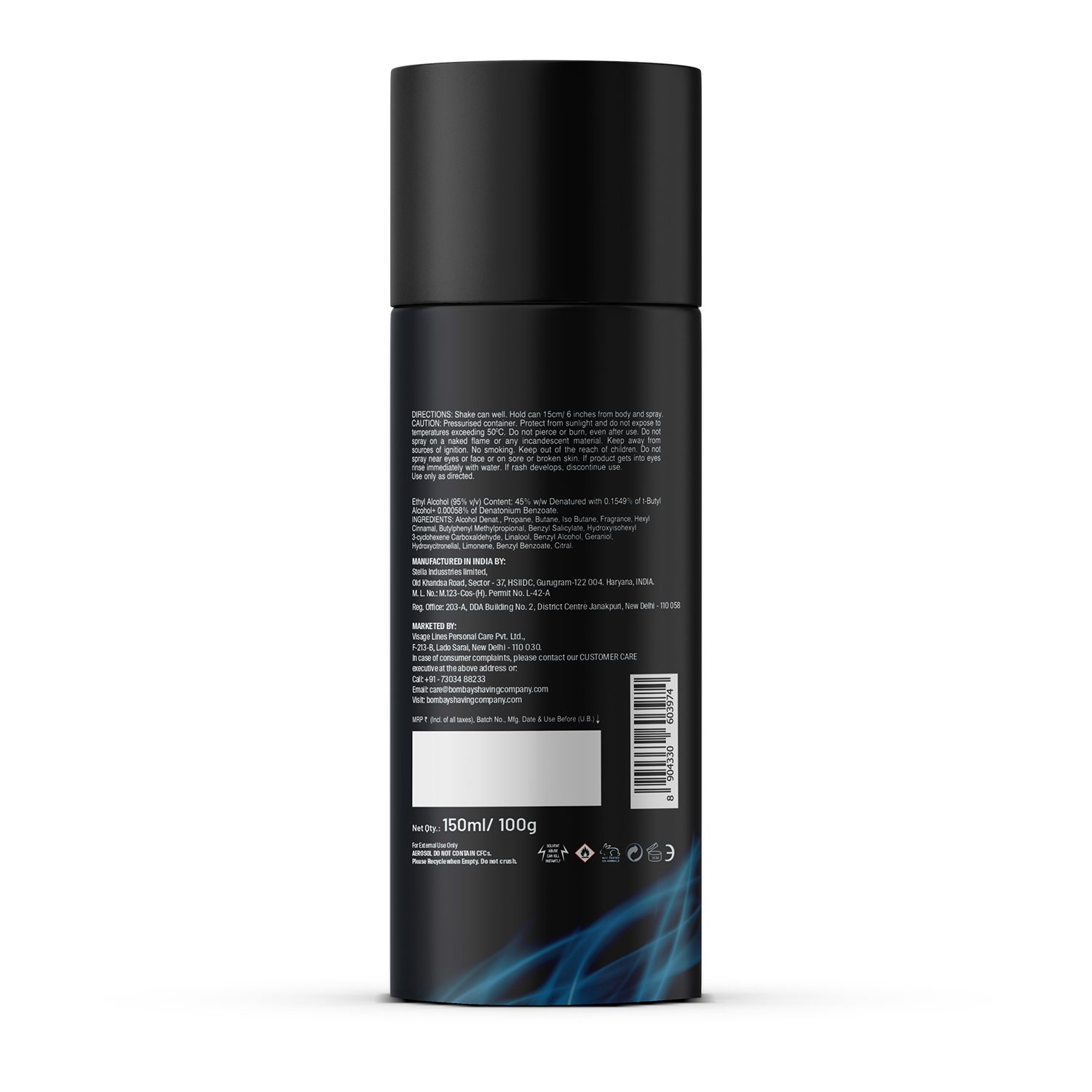 Bombay Shaving Company Deodorant for men - Black Vibe, 150 ml