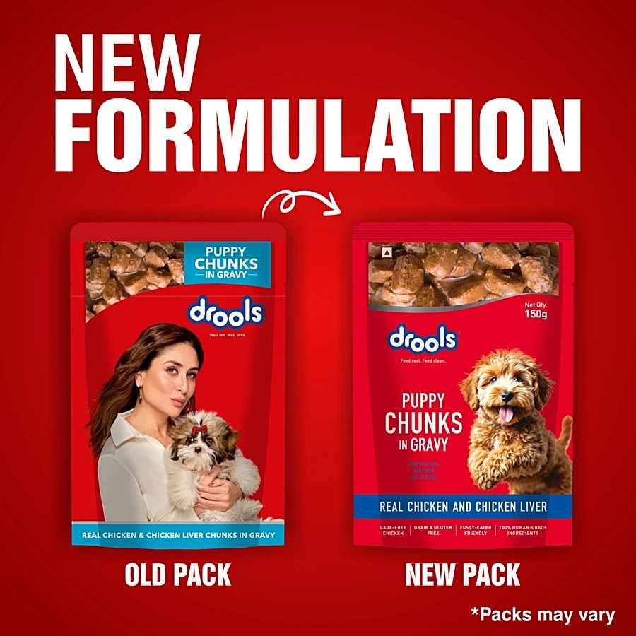 Drools Real Chicken & Liver Chunks In Gravy Wet Food For Puppy, 60g