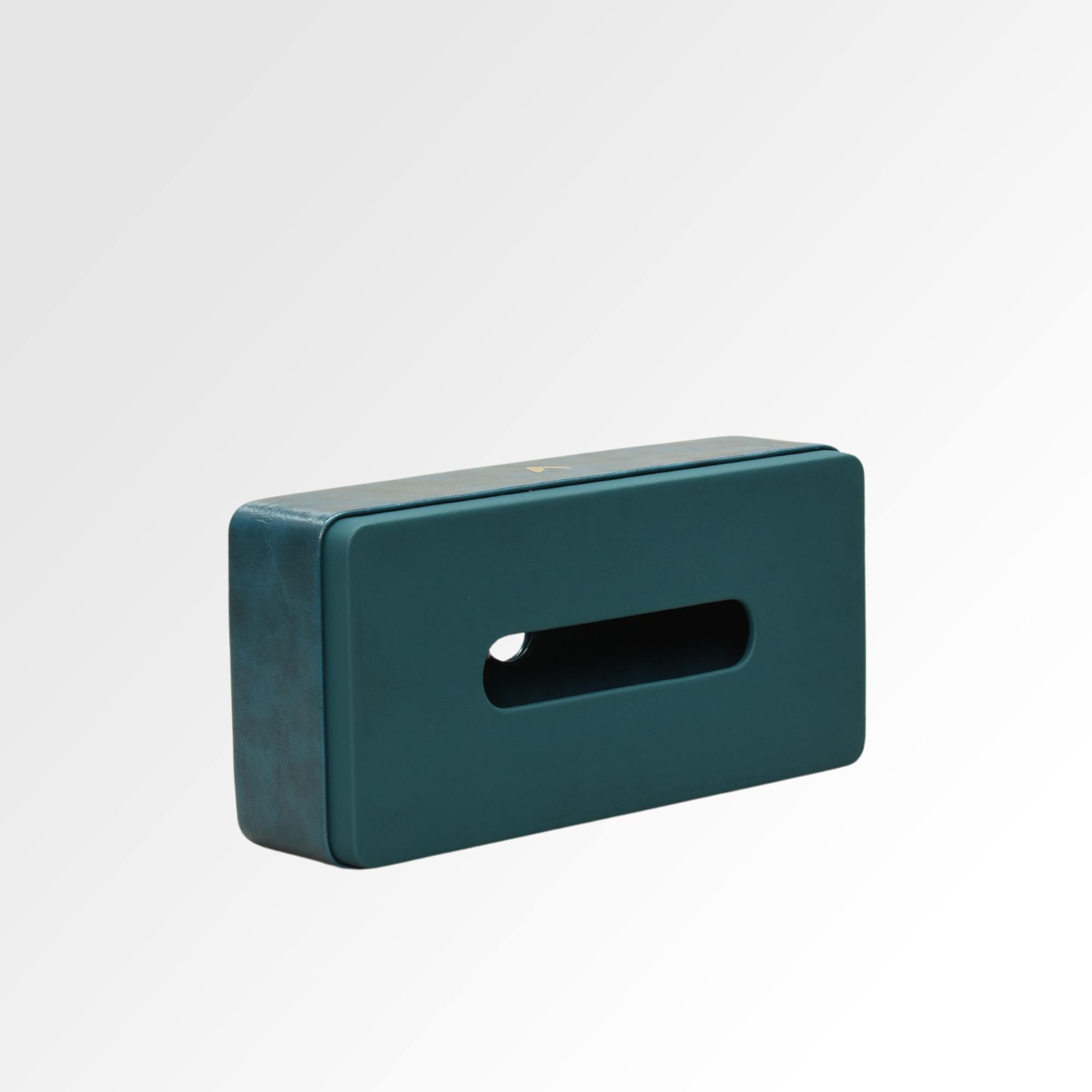 Tissue Box Holder for Home and Office in Premium Faux Leather | Size: 9.5 x 4.5 x 2.5(H) Inches | Moderno | Blue