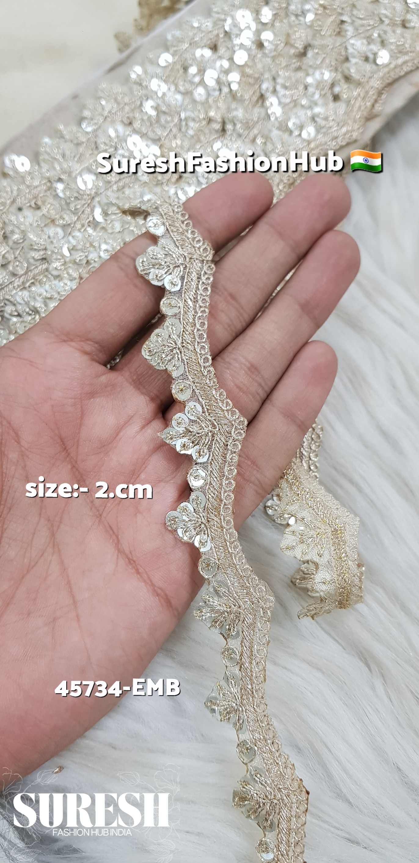 Light Pearl Elegant Dori Zari & Sequence Organza Lace