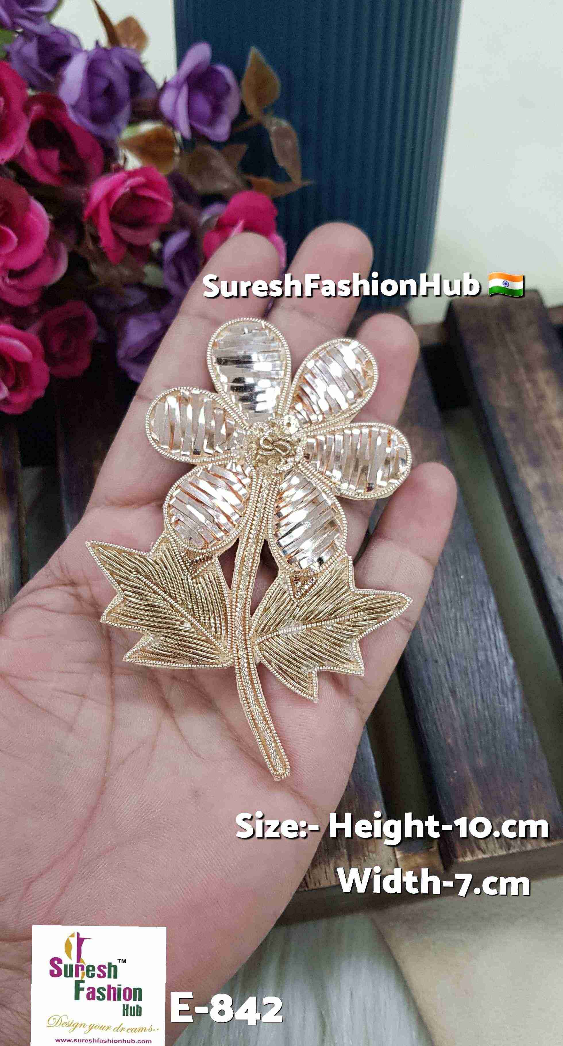 Zardosi Flower Cutwork Patch with Sequin Center