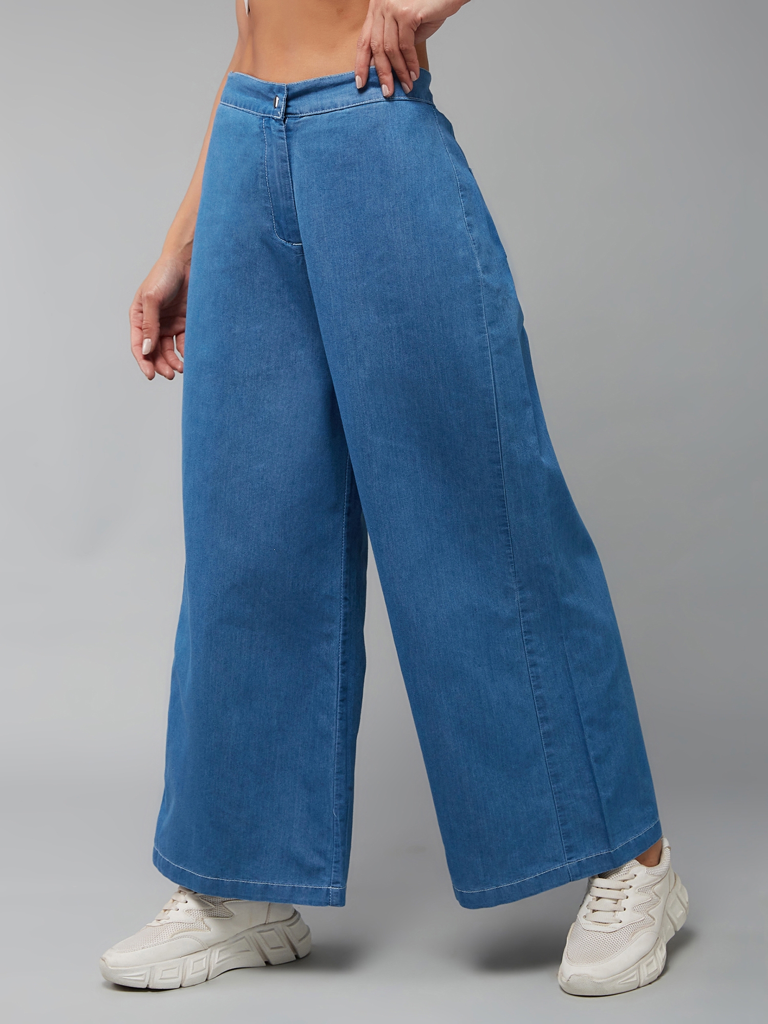 Fashion Women Hole Slim Wide Leg Denim Trousers Lady Jeans | Jumia Nigeria