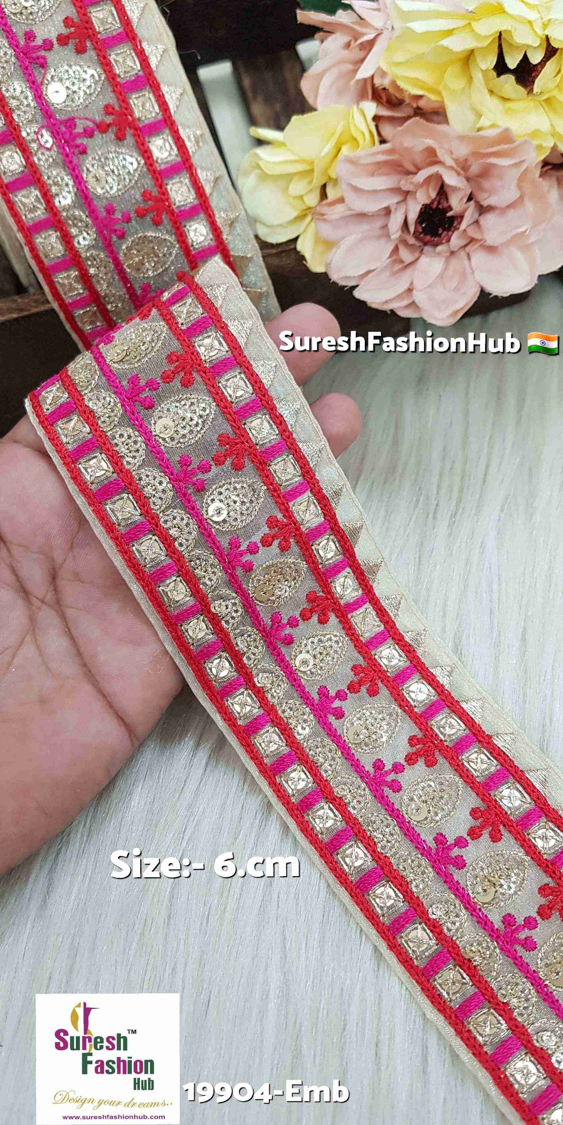 Red-Rani Multi-Layered Organza Lace