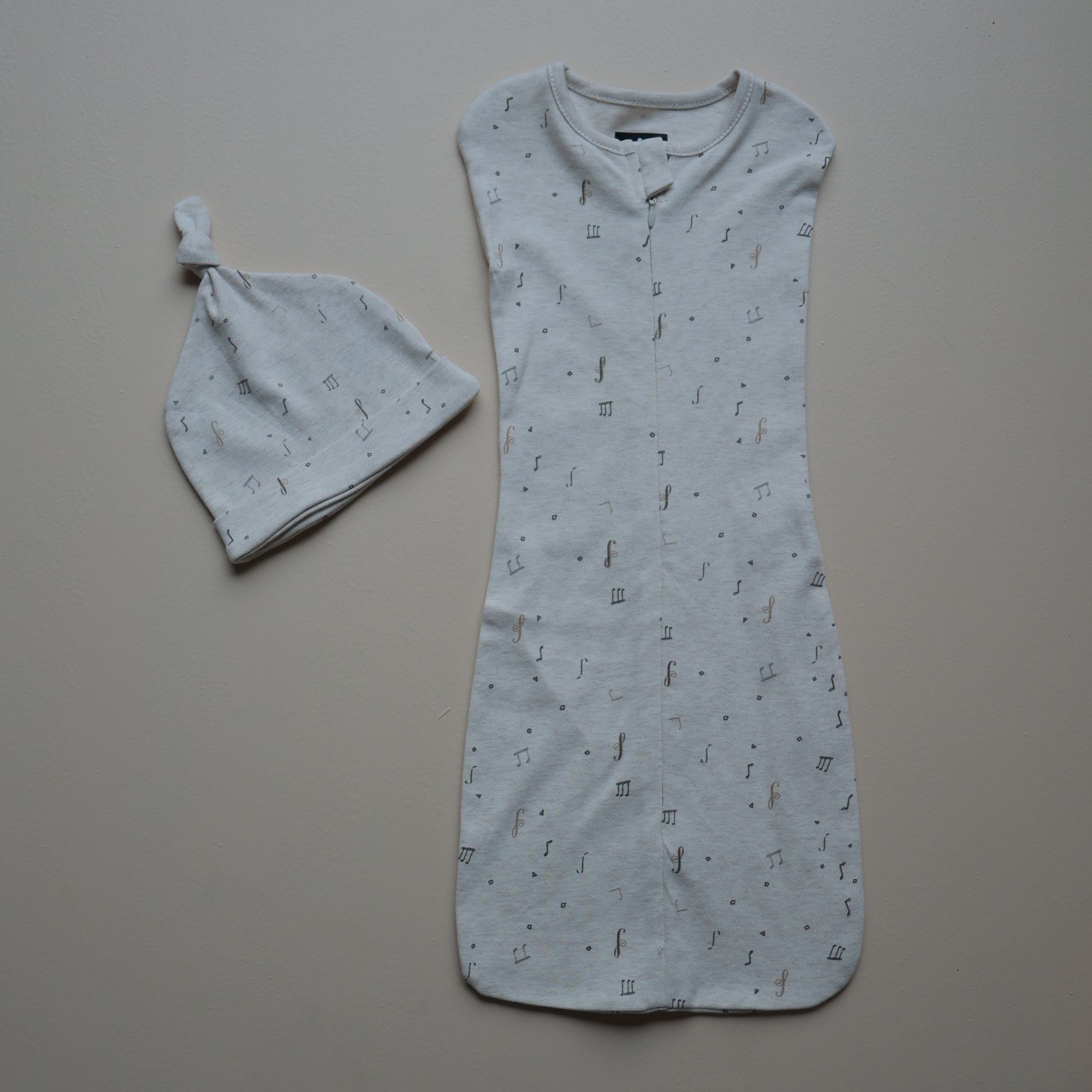 Lullaby Notes Cotton Sleeping Bag and Cap Set