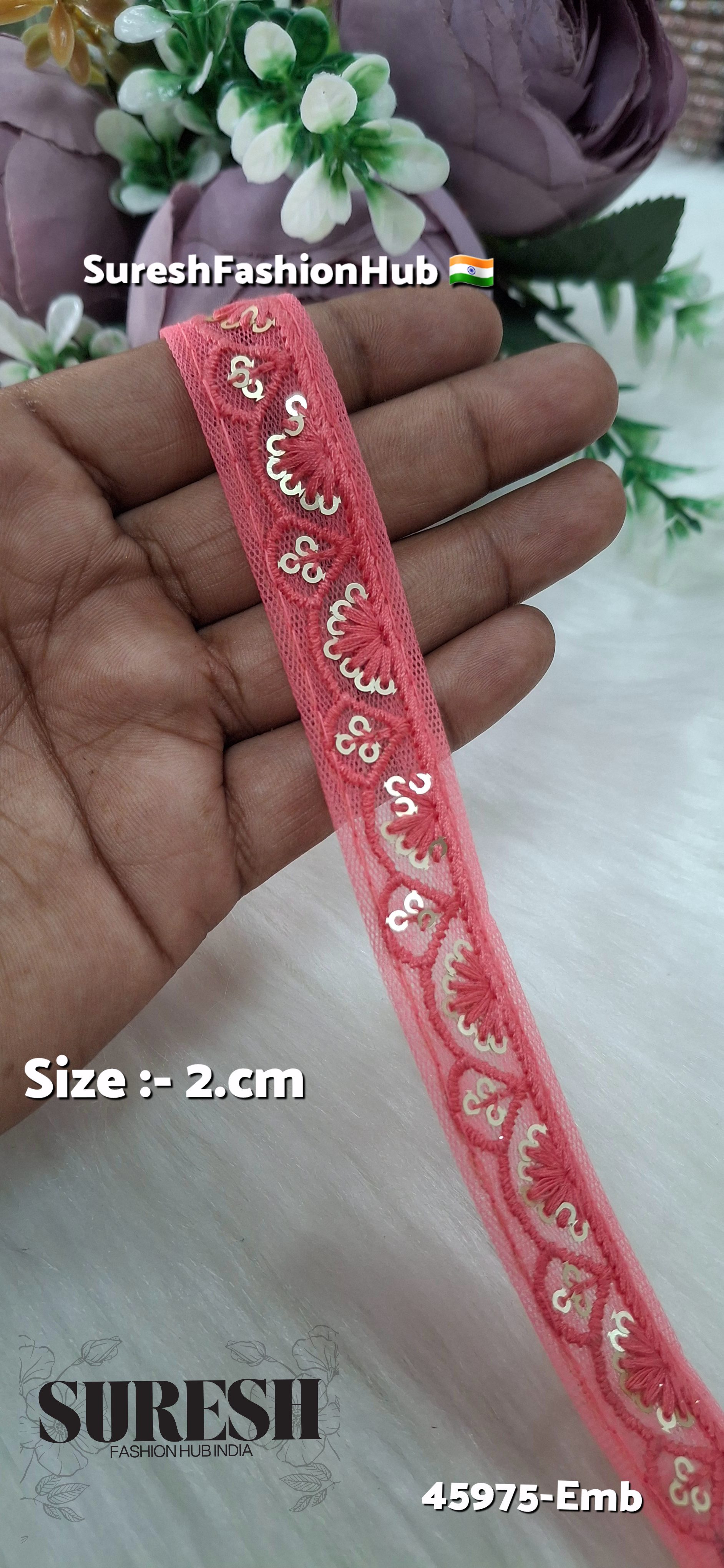 Gajari Tone-on-Tone Net Embroidery Lace