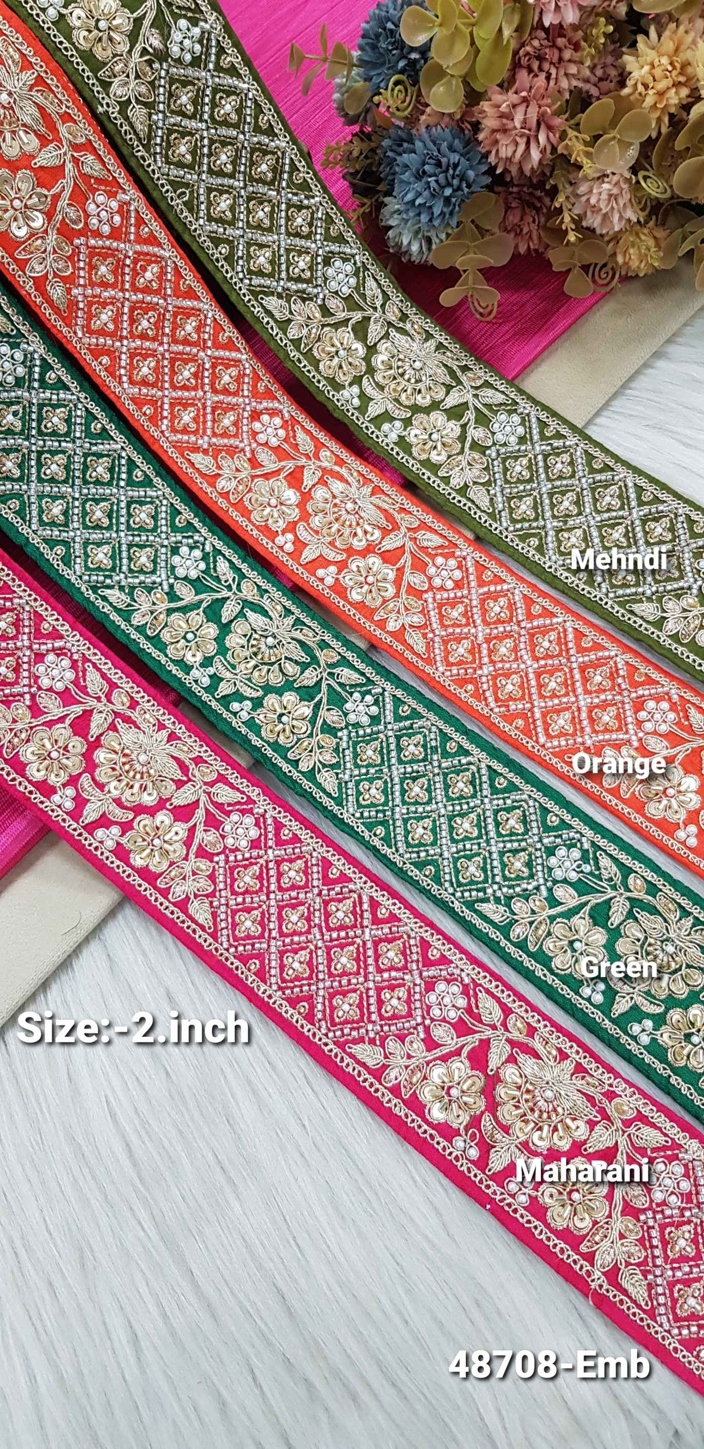 Rani Floral Dori Embroidery Lace – 48708-Emb