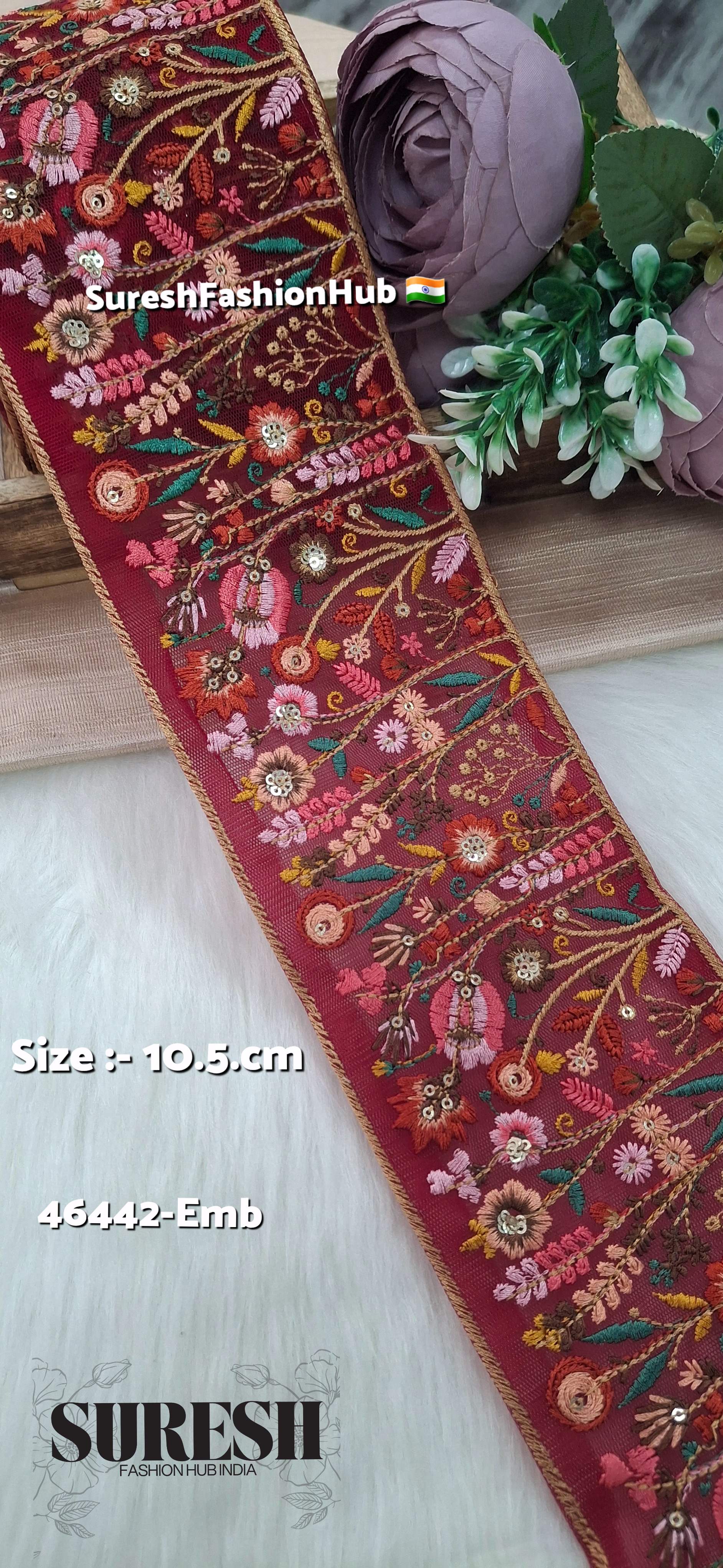 Scarlet Radiance Embroidery Lace (Red)