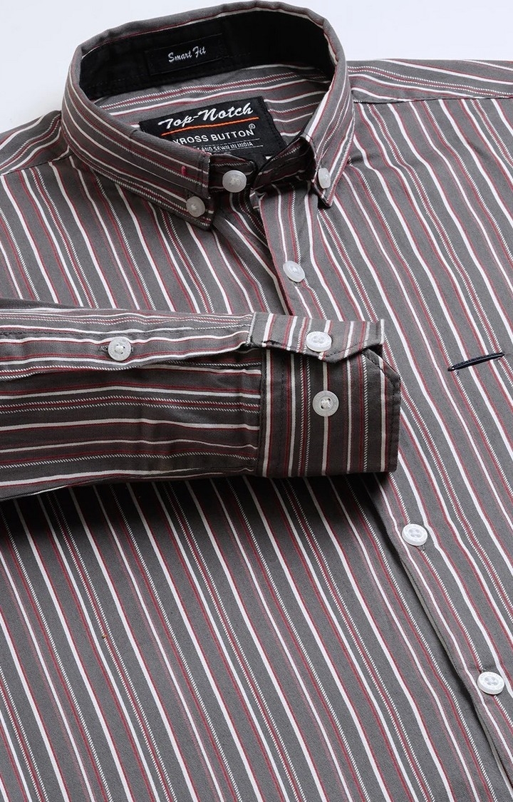 Men's Roman Stripes Grey Shirt