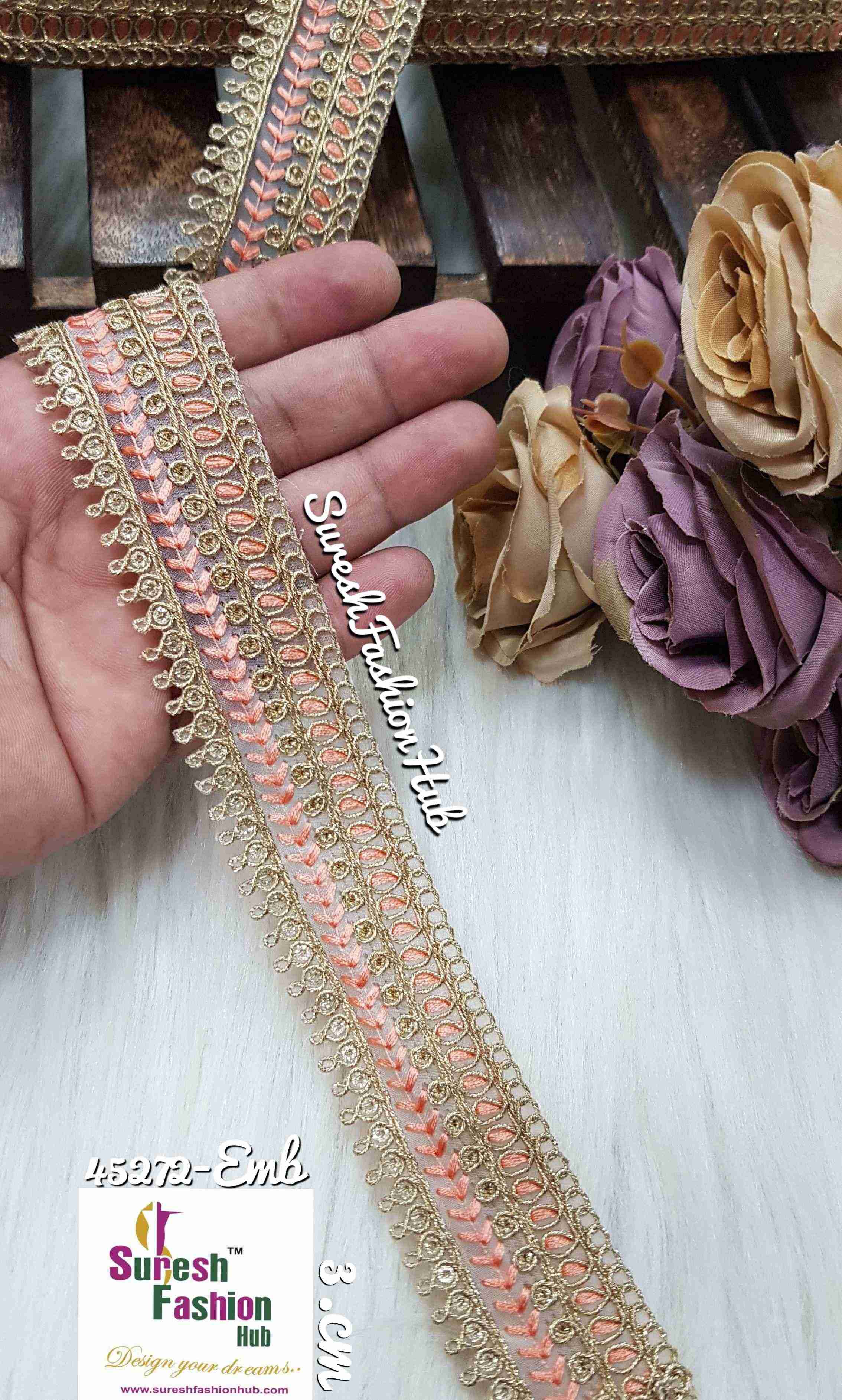 Peach Gilded Grace Zari Ribbon