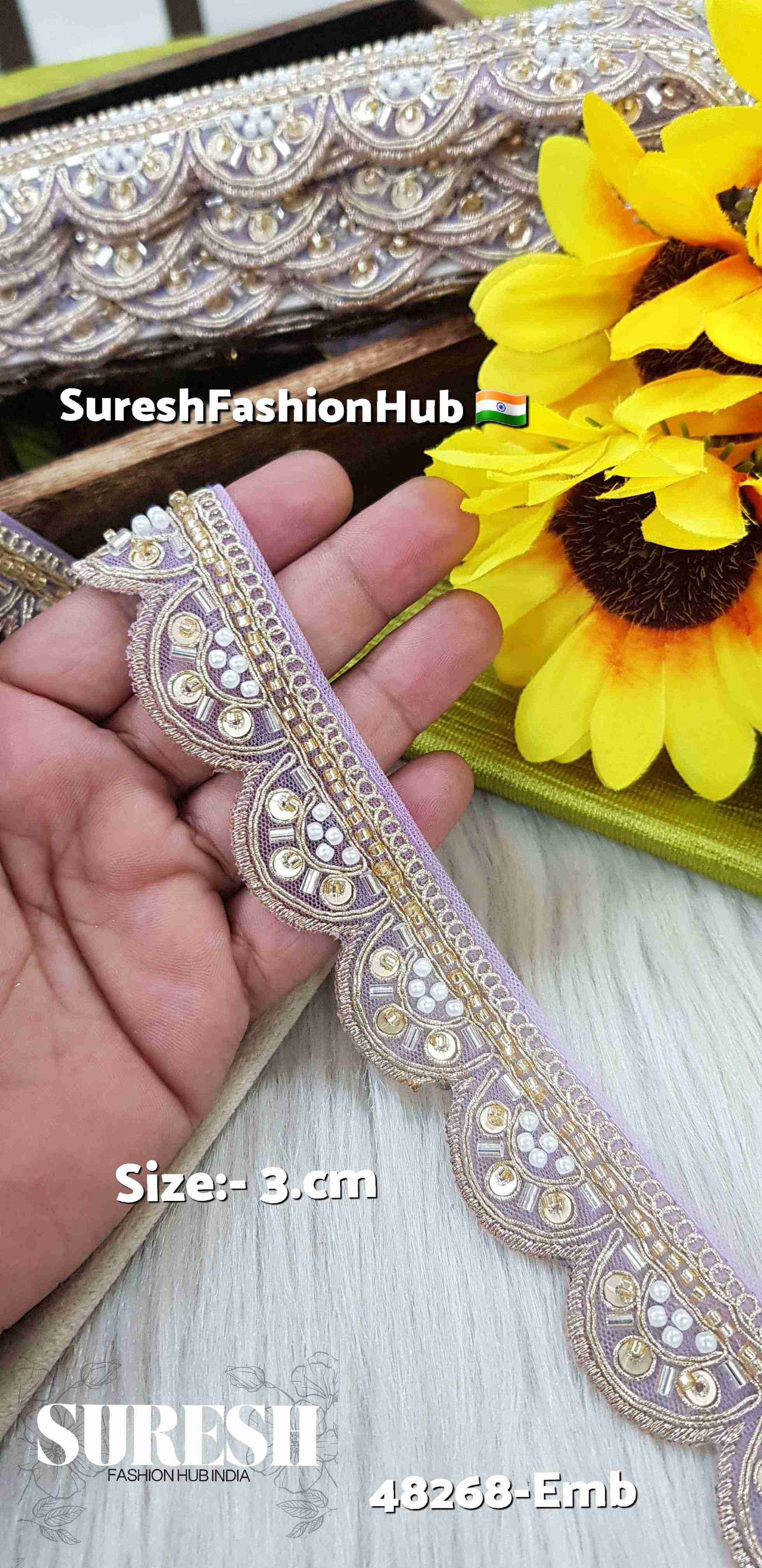 Light Purple One-Side Scalloped Embroidery Lace