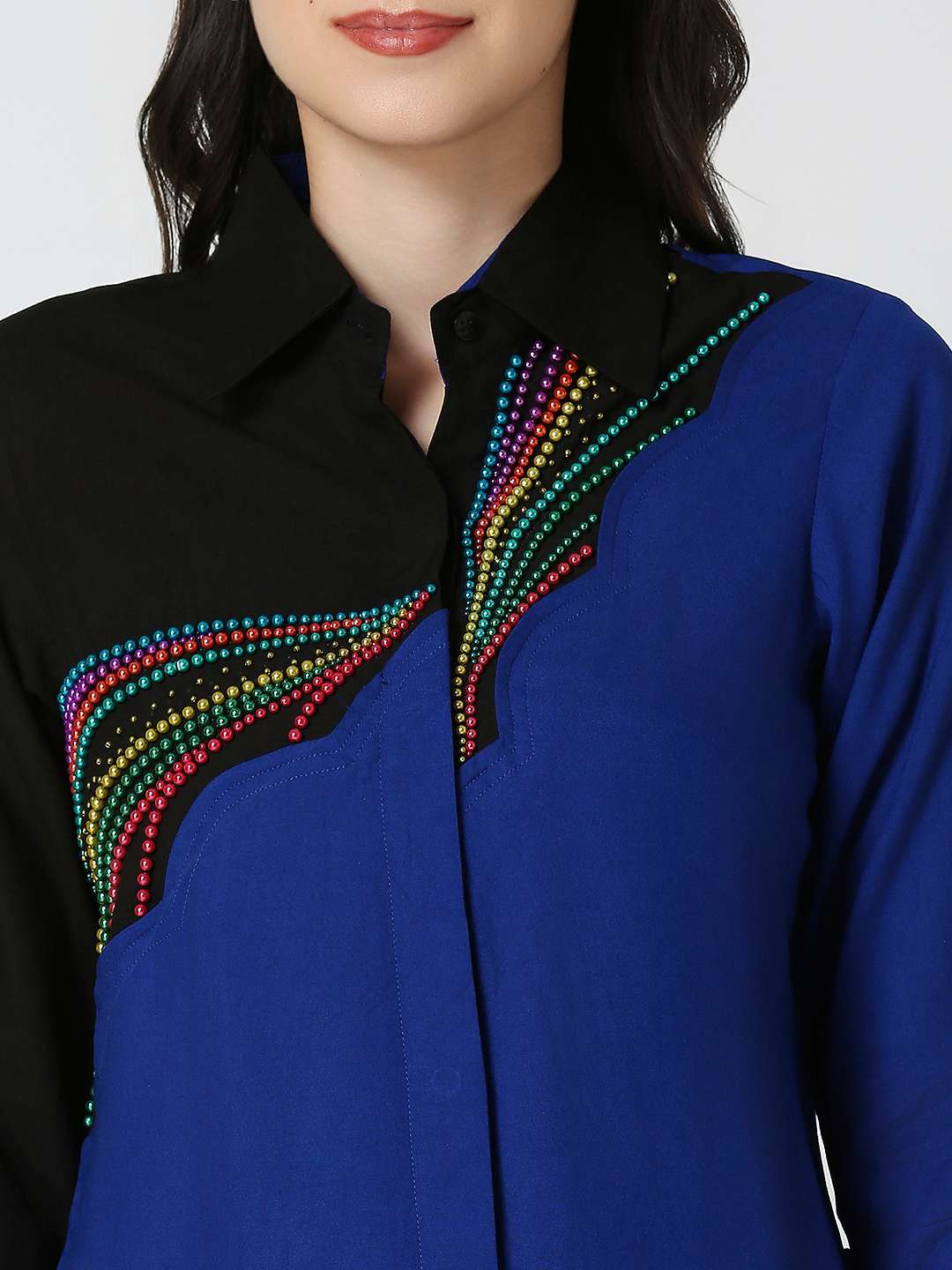 Royal Blue Beaded Shirt