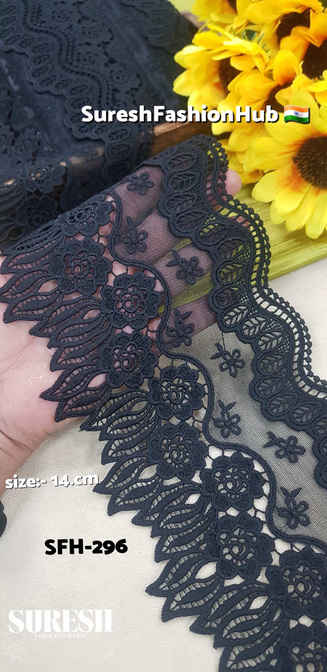 Mystic Bloom Dual Scallop Lace – Black - SFH-296