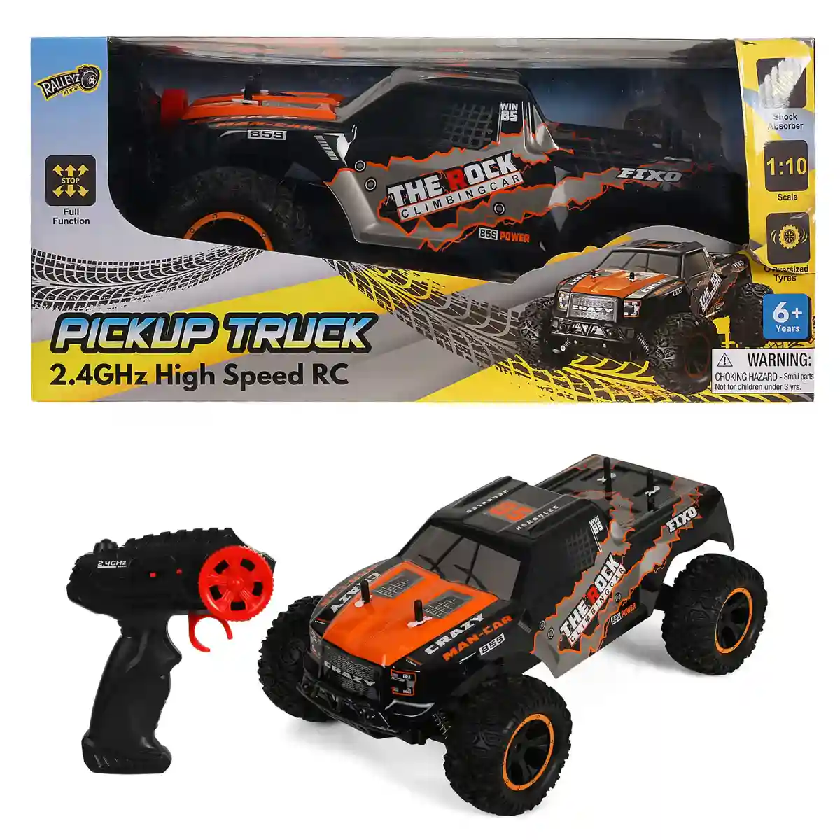 Ralleyz High Speed Remote Control Pickup Truck, 1:10 Scale, 6Y+