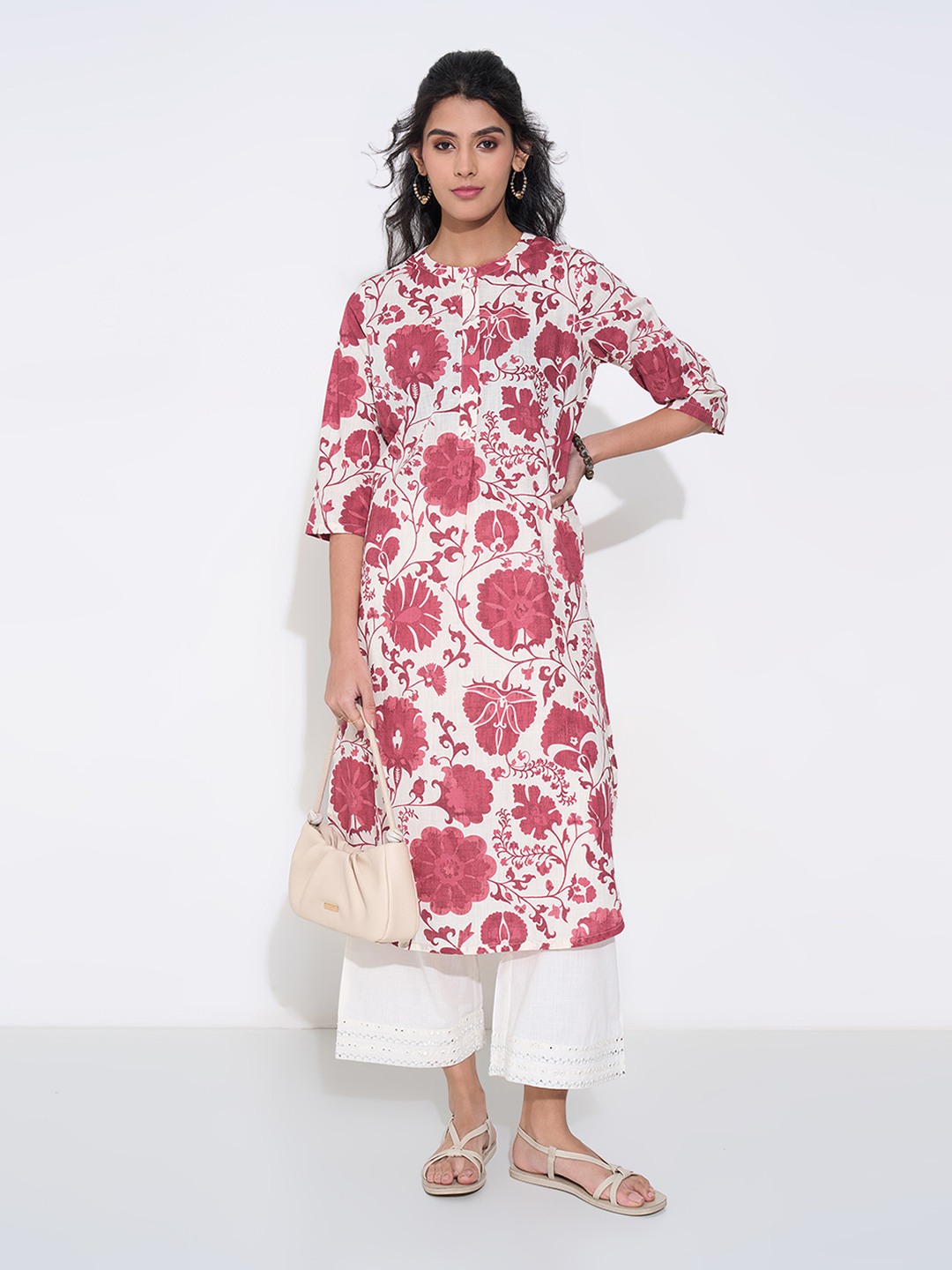 Pink Floral Print Everyday Kurta