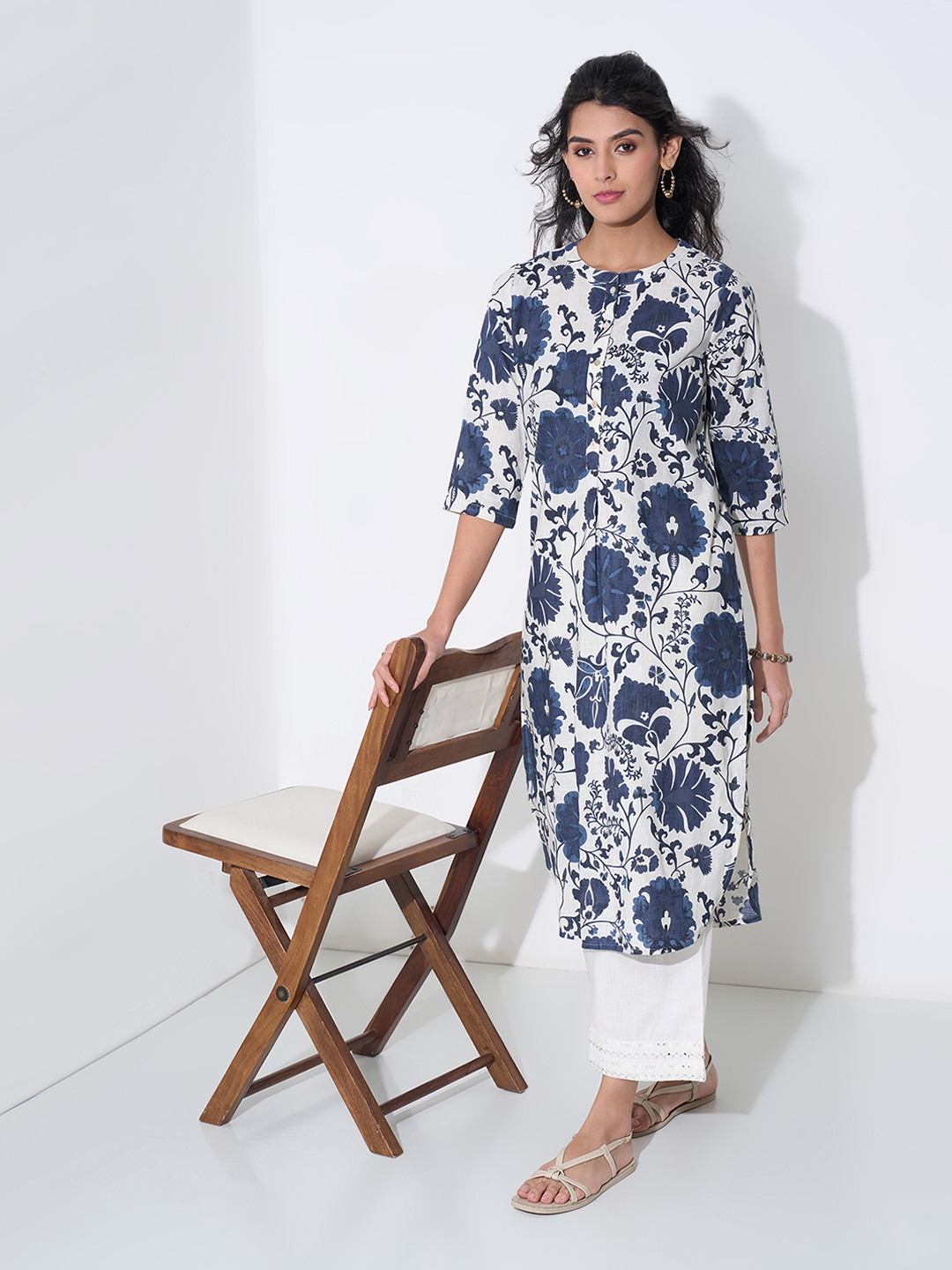 Indigo Floral Print Everyday Kurta
