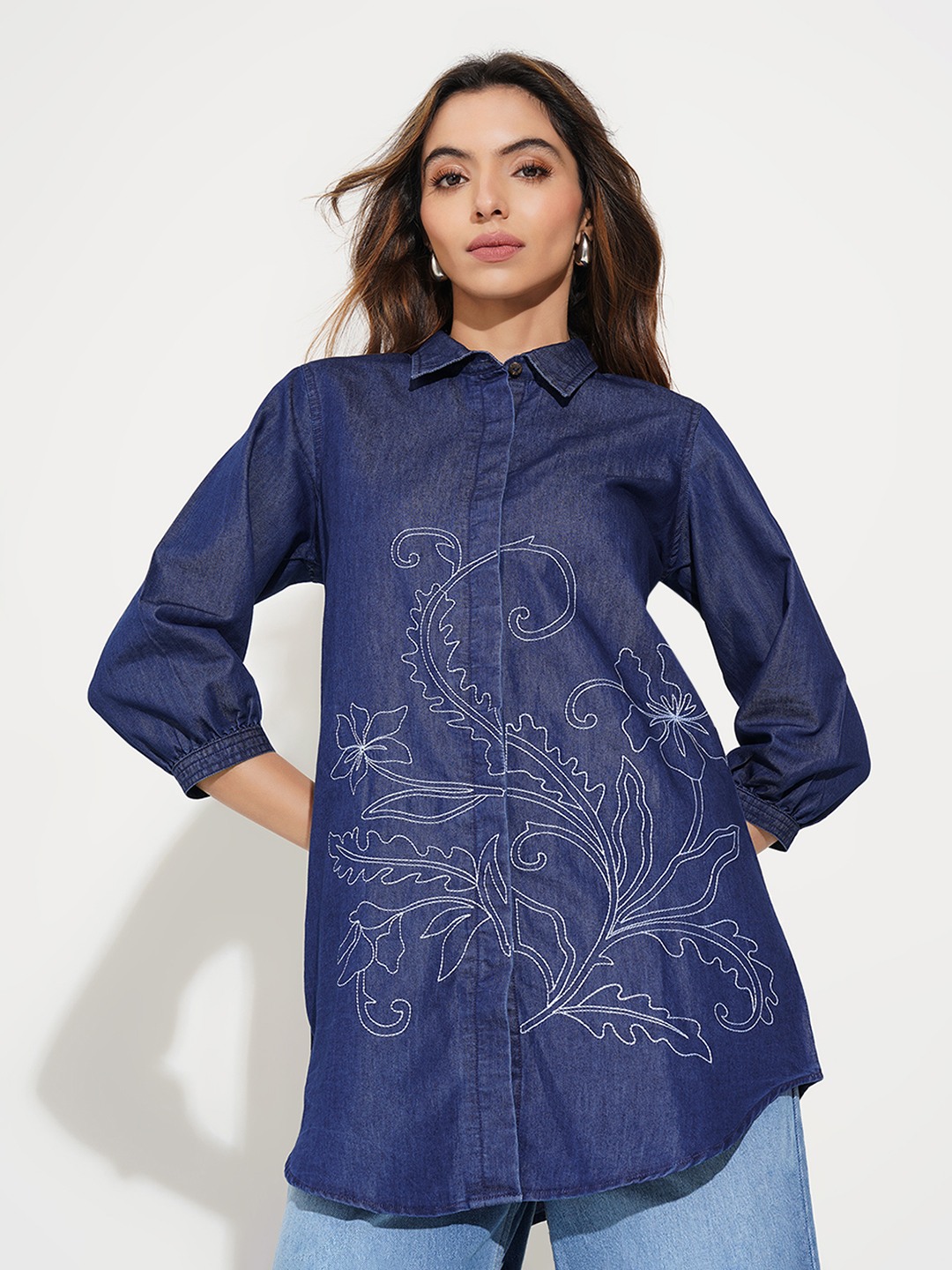 Embroidered Blue Tunic