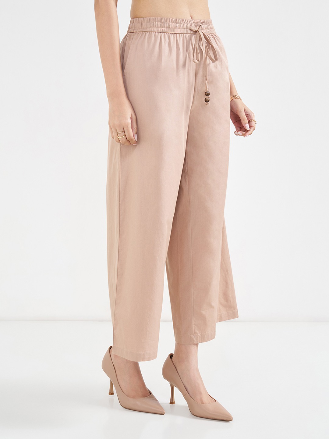 Beige Drawstring Pants