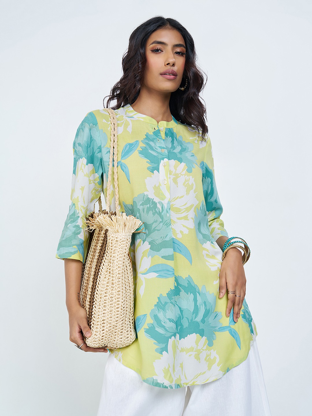 Lime & Turquoise Oversized Floral Tunic