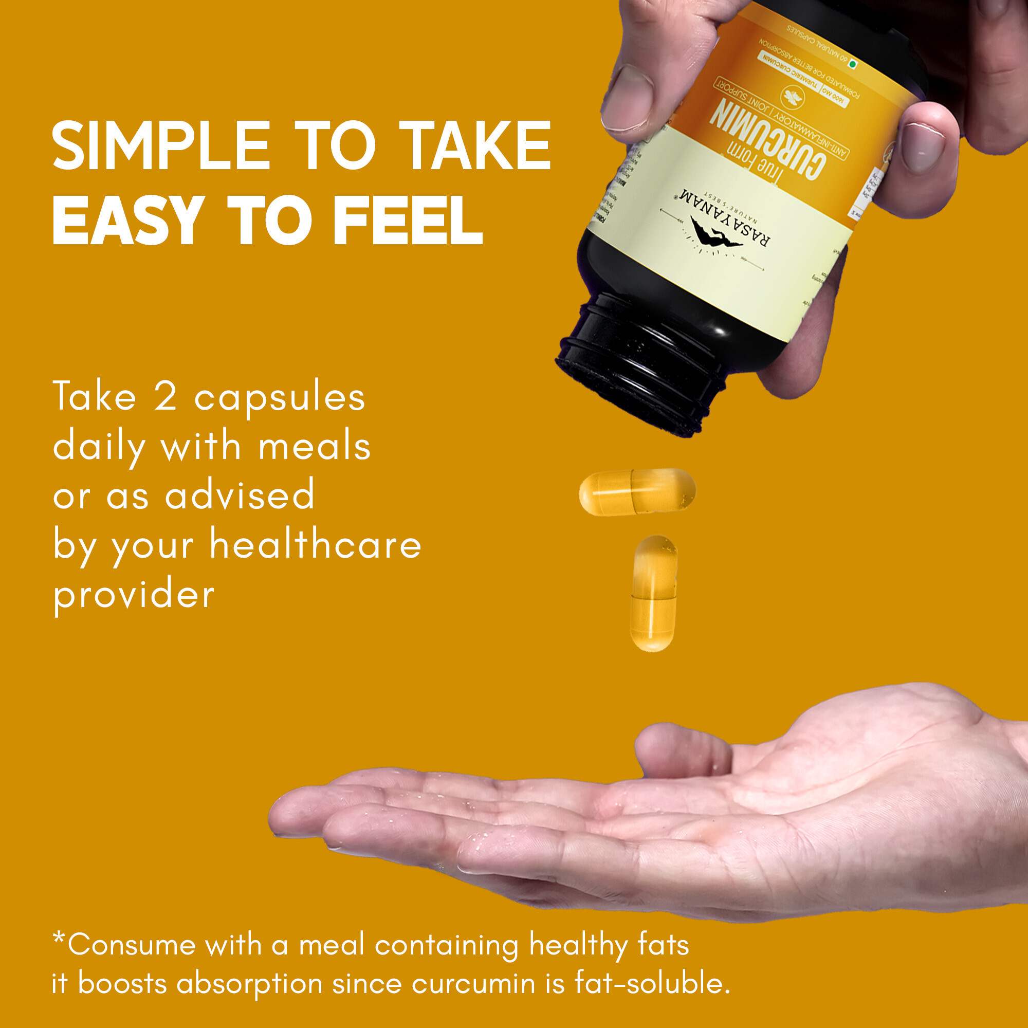 Rasayanam | Curcumin 1600Mg | Nano Curcumin 95% Curcuminoids | 120 Capsules | Pack Of 2