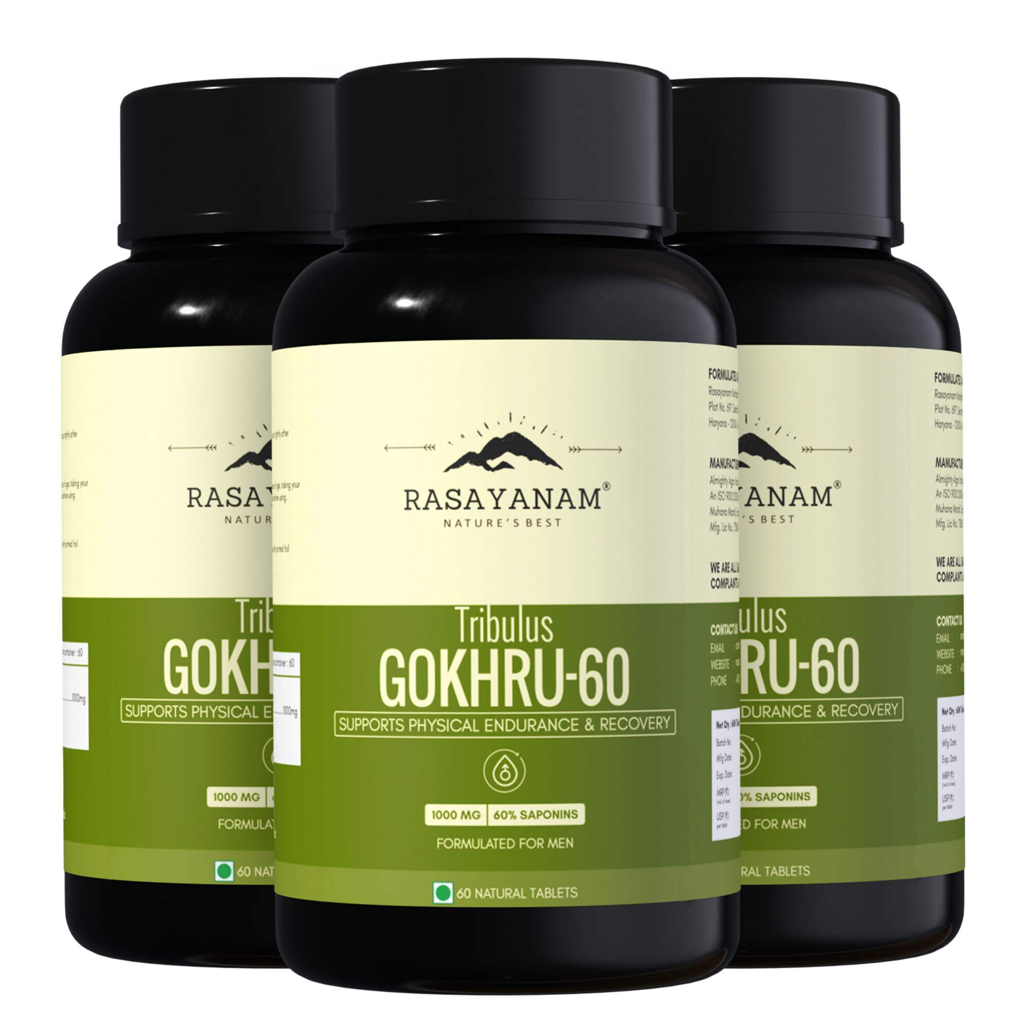 Rasayanam | Gokshura 1000Mg | High Saponins | Energy & Stamina Support | 180 Tablets | Pack Of 3