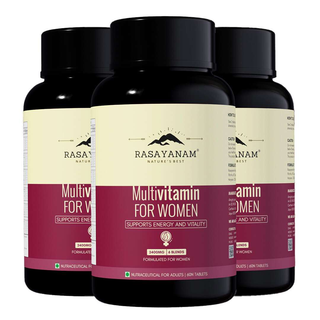 Rasayanam Multivitamin for Women | 55 Ingredients | Energy, Skin & Immunity (180 Tablets, Pack of 3)