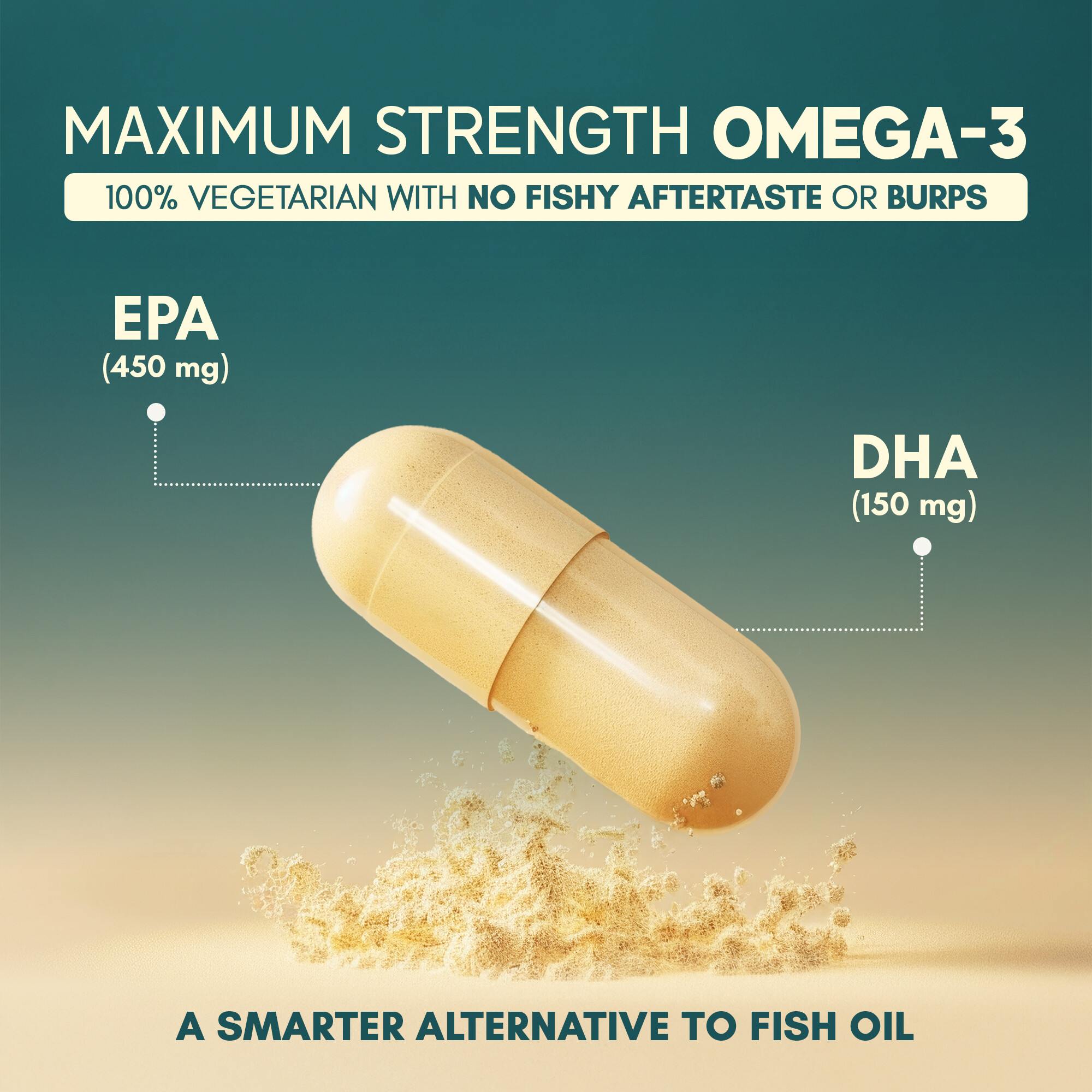 RASAYANAM OMEGA-3 | VEGAN, NO BURPS | EPA+DHA | 60 CAPSULES, PACK OF 3