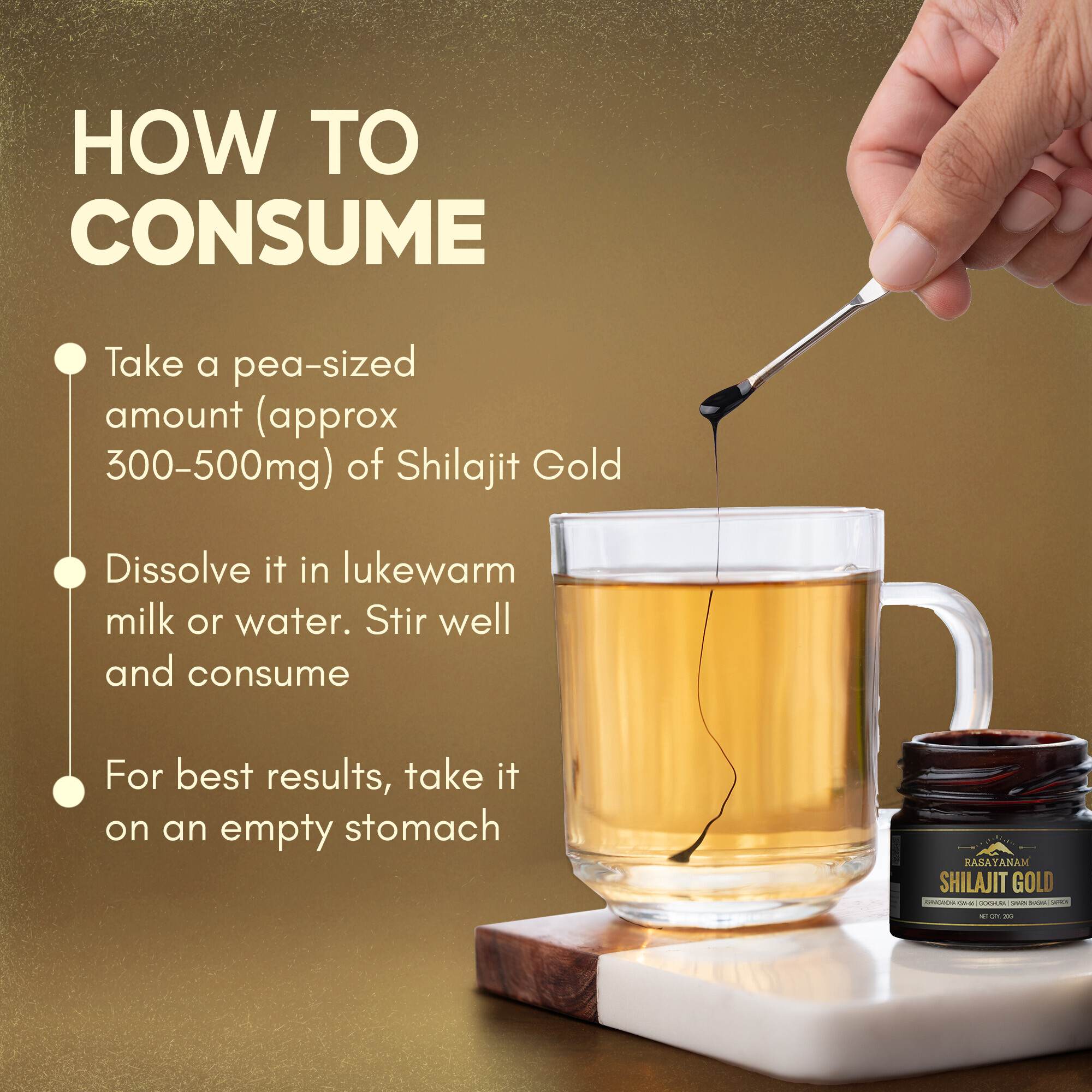 RASAYANAM SHILAJIT GOLD RESIN|75% FULVIC ACID + KSM-66 FOR STRENGTH & RECOVERY| 20G PACK OF 2