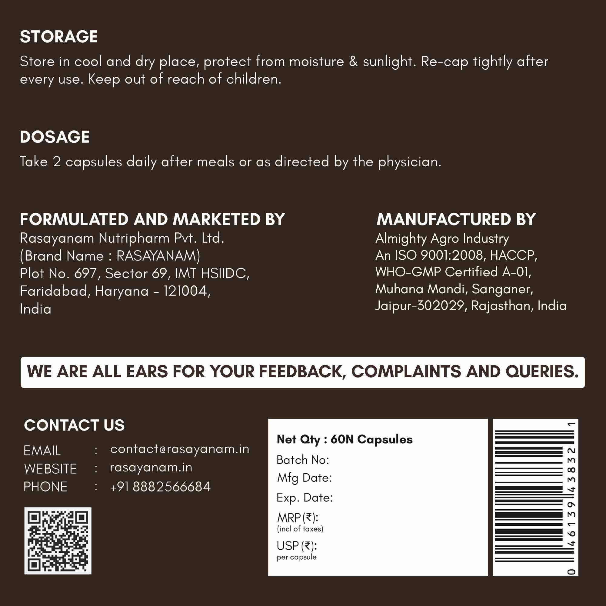 Rasayanam | Testoboost For Men | Shilajit | Ashwagandha & Safed Musli |180 Capsules | Pack Of 3